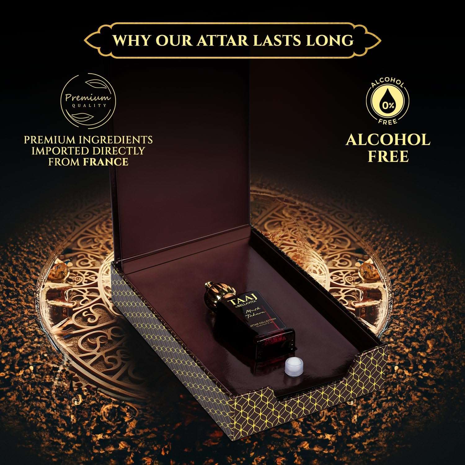 B.ELLAVITA TAAJ Musk Tahara Attar with Musk for Men and Women, Non-Alcoholic Roll On, Sweet & Floral Long Lasting Fragrance, 12 ML 6