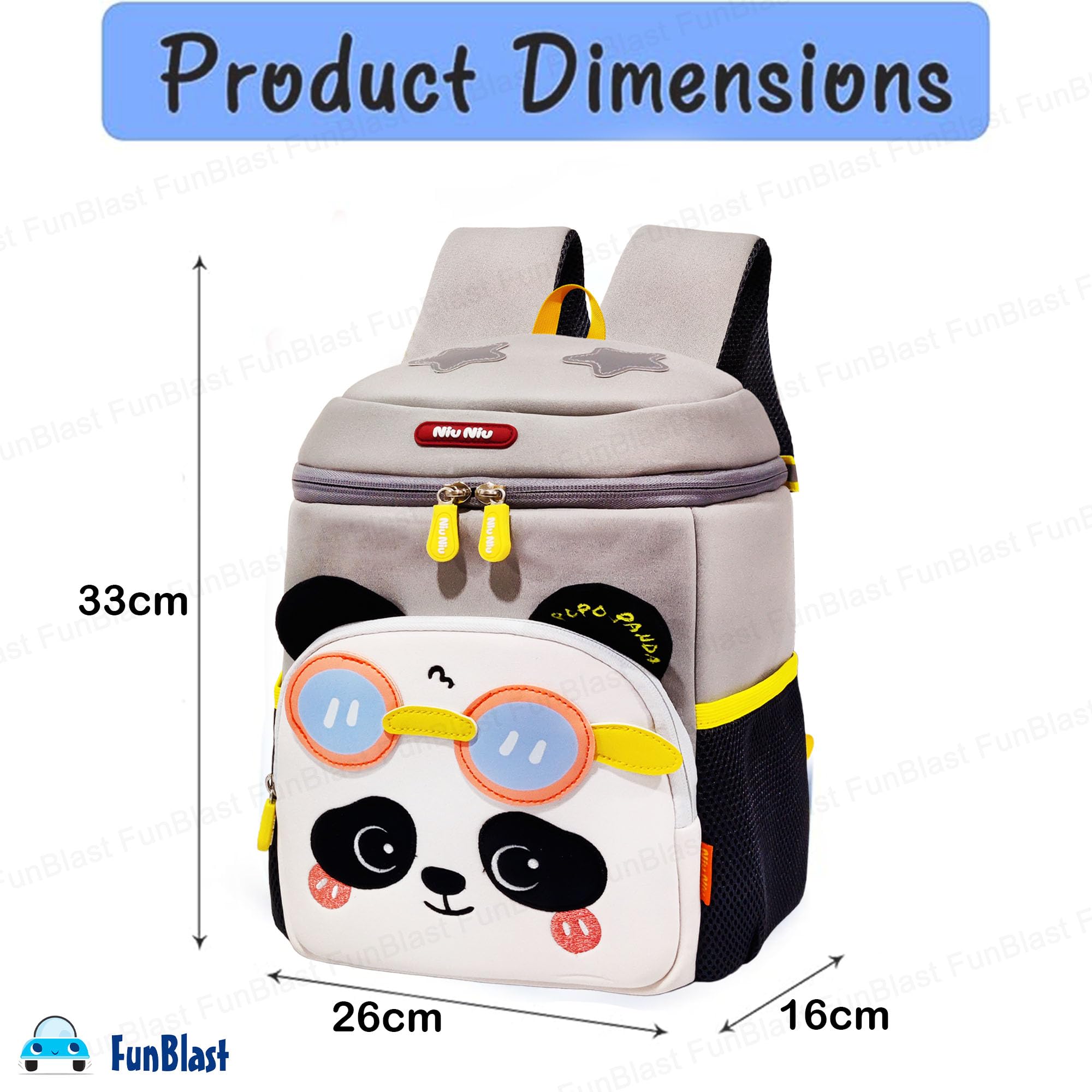 FunBlast Bagpack for Kids – Panda Theme Bags for Small Kids, Bags for Pre-Schoolers, Small Bags for School, Picnic, Travelling Bag for 2 to 7 Years Old Kids (33 X 26 X 16 CM) 3