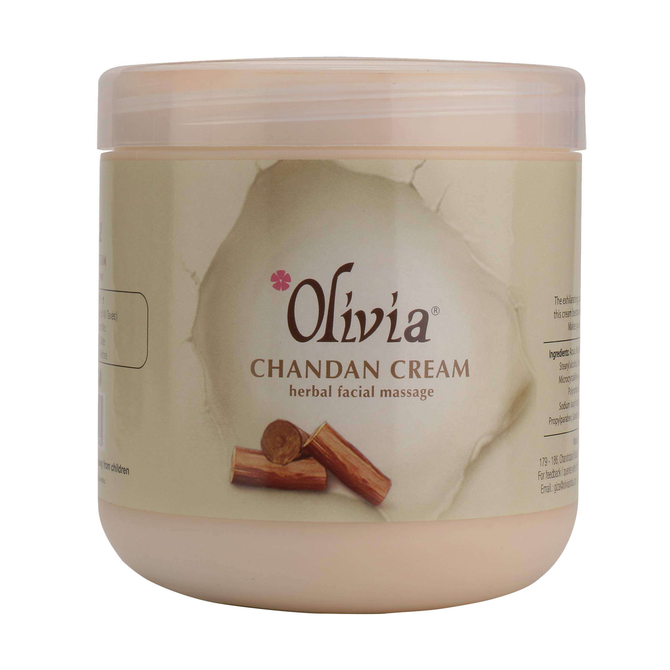 Olivia Herbal Chandan Facial Massage Cream 800g Exhilarating, Soothing Effect Of Sandalwood, 800 g 1
