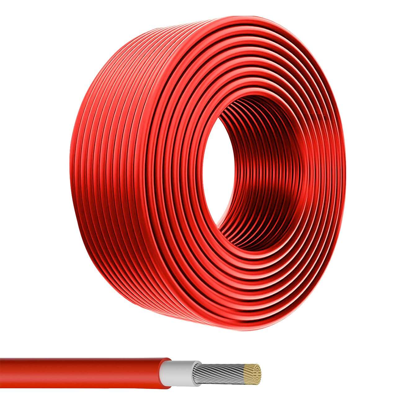 Zhong Hua Jiang Solar Panel Wire, Red Color,50FT 10AWG Tinned Copper Extension Cable for Solar Panel Off Grid Solar System Outdoor Automotive RV Boat 1