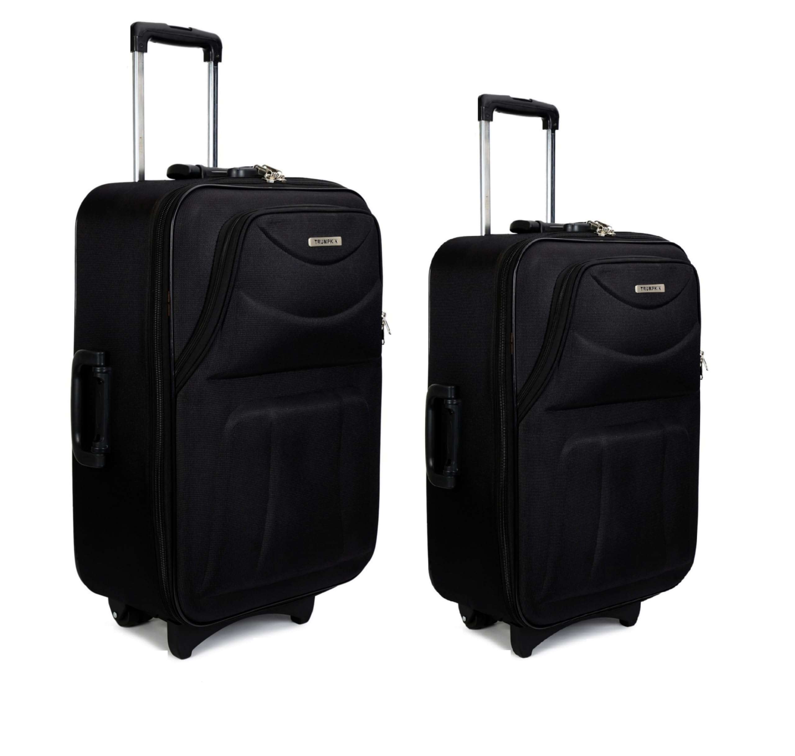 Trolley Bag Set, Small and Medium Suitcase for Travel, 2 Wheel 55 & 65 Cm Luggage for Men and Women's, Soft Side Cabin and Check in Bag (Combo, Black) 1