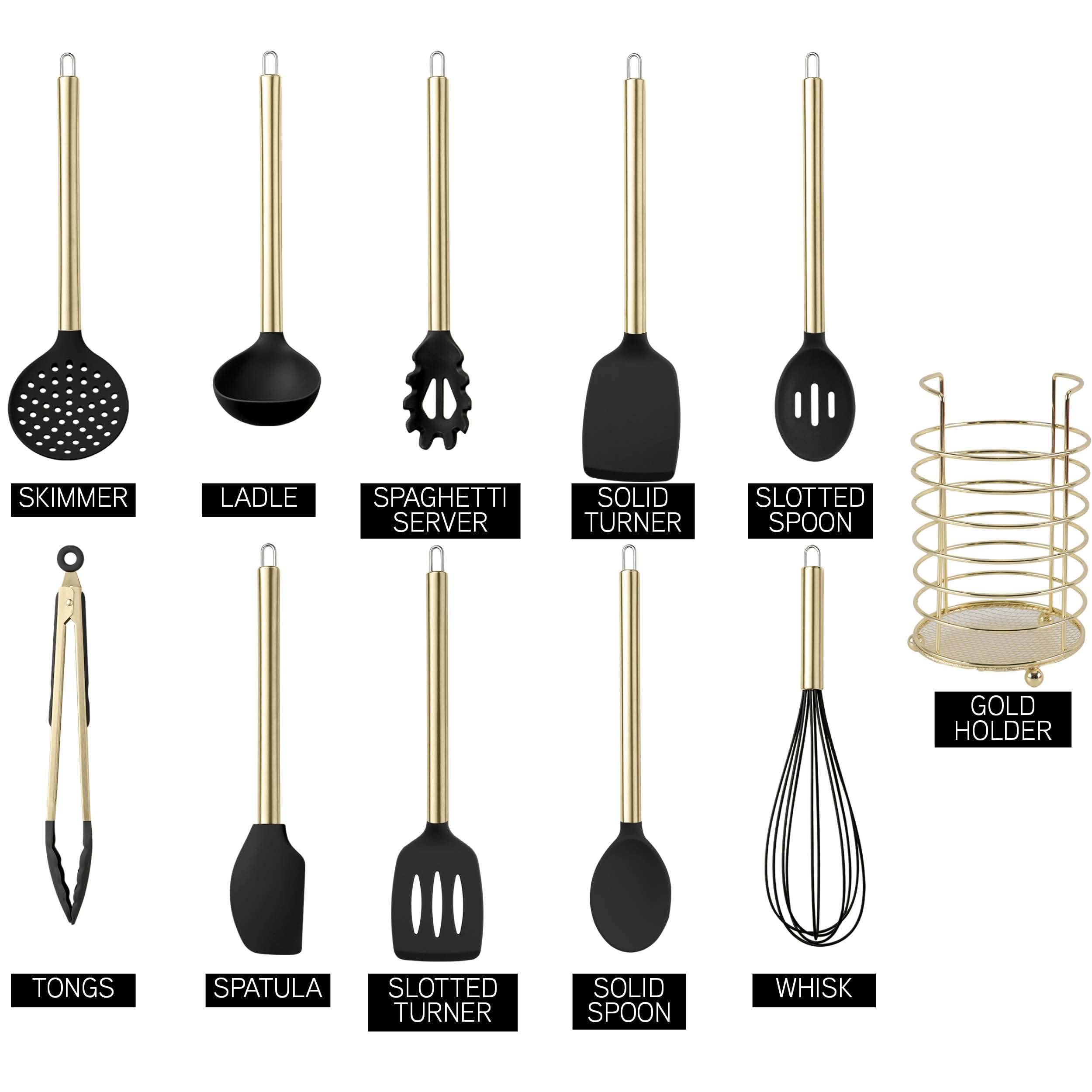 COOK WITH COLOR Silicone Cooking Utensils, Kitchen Utensil Set, Easy to Clean Silicone Kitchen Utensils, Cooking Utensils for Nonstick Cookware, Kitchen Gadgets Set with Holder, 10 Pieces 3