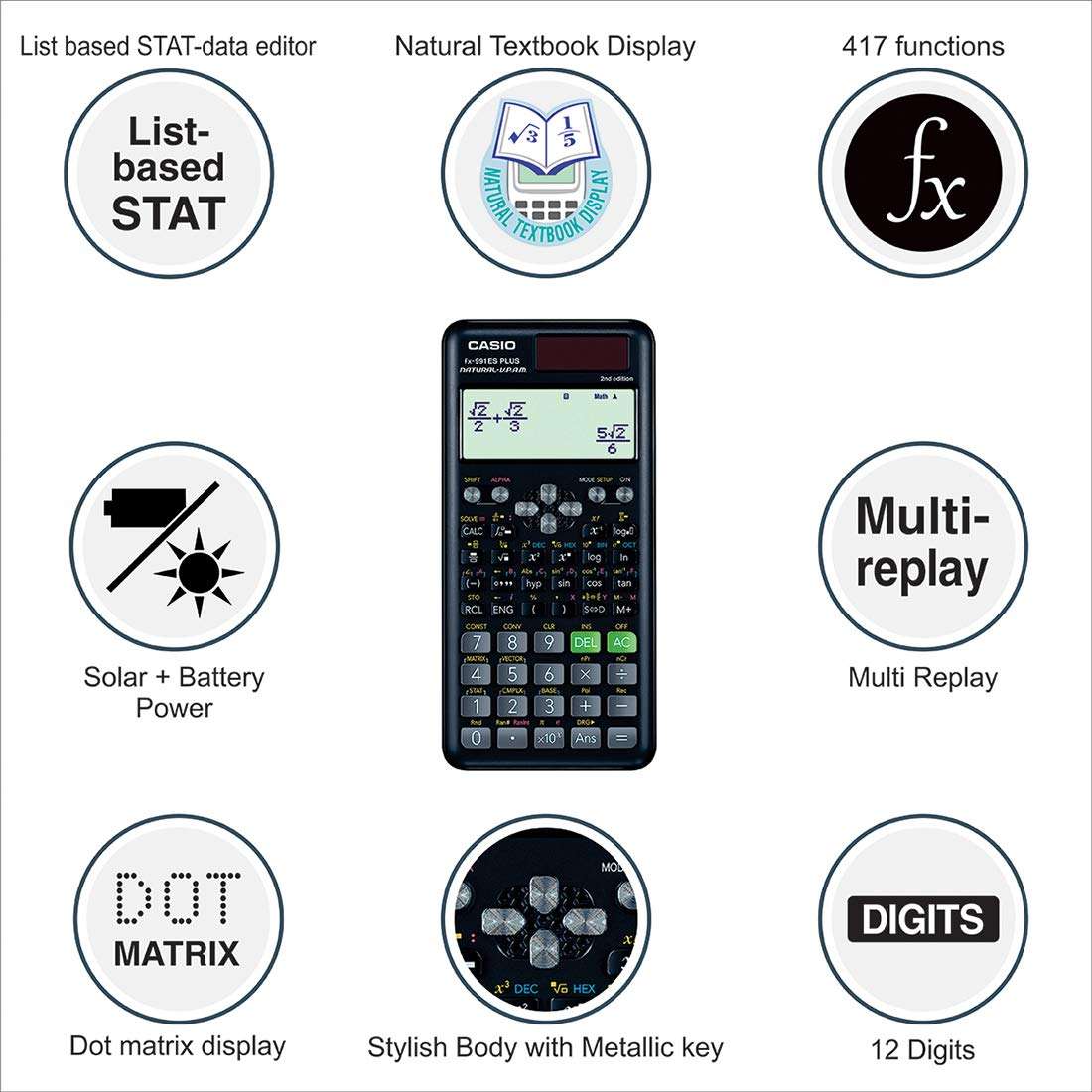 Casio FX-991ES Plus-2nd Edition Scientific Calculator & Casio Desktop Calculator 4