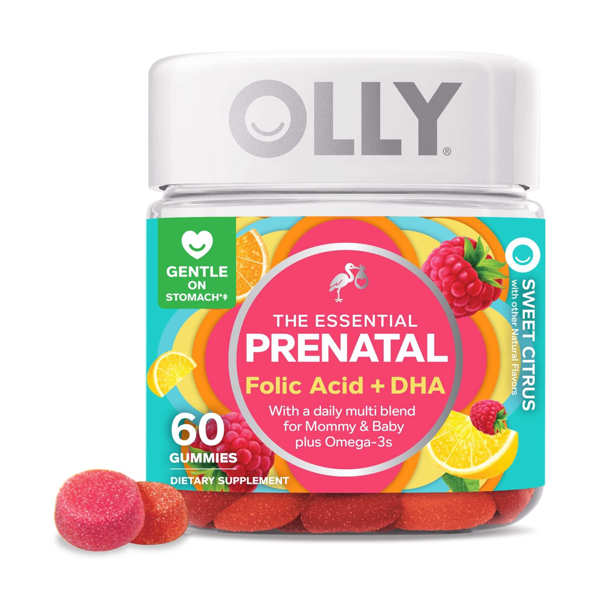 OLLY The Essential Prenatal Gummy Multivitamin, 30 Day Supply (Gummies), Sweet & Glowing Skin Gummy, 25 Day Supply (50 Count), Plump Berry, Hyaluronic Acid, Collagen 3