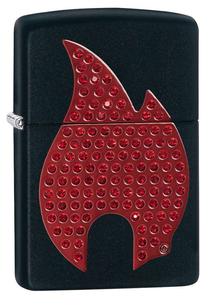Zippo Red Flame Emblem Pocket Lighter, Black Matte 1
