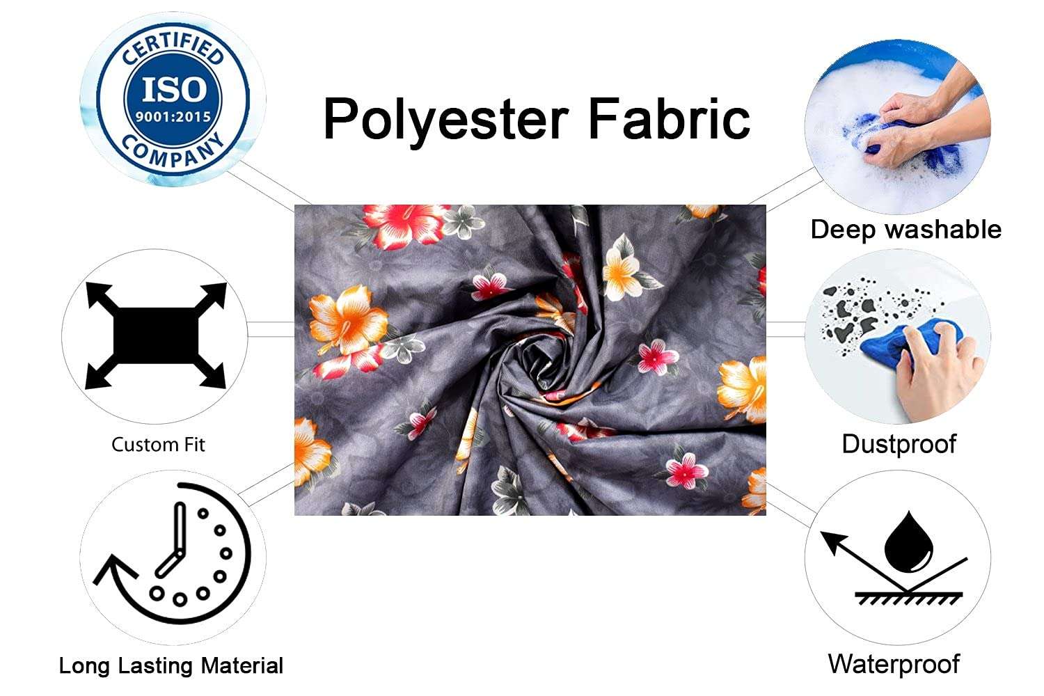 The Furnishing Tree Washing Machine Cover Floral Grey Compatible for Godrej 6.5 Kg Fully-Automatic Top Loading WT EON 651 PFH 4