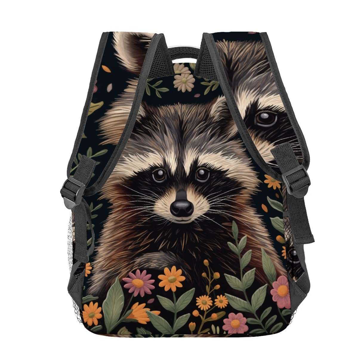 VANZEV Raccoon and Floral Backpack Travel Backpacks Laptop Rucksack,School Bookbag for Women Kids Boys Girls,Cute Wildlife Back Pack Accessories Bags,Ideal Gifts for Work, Outdoor Adventures 5