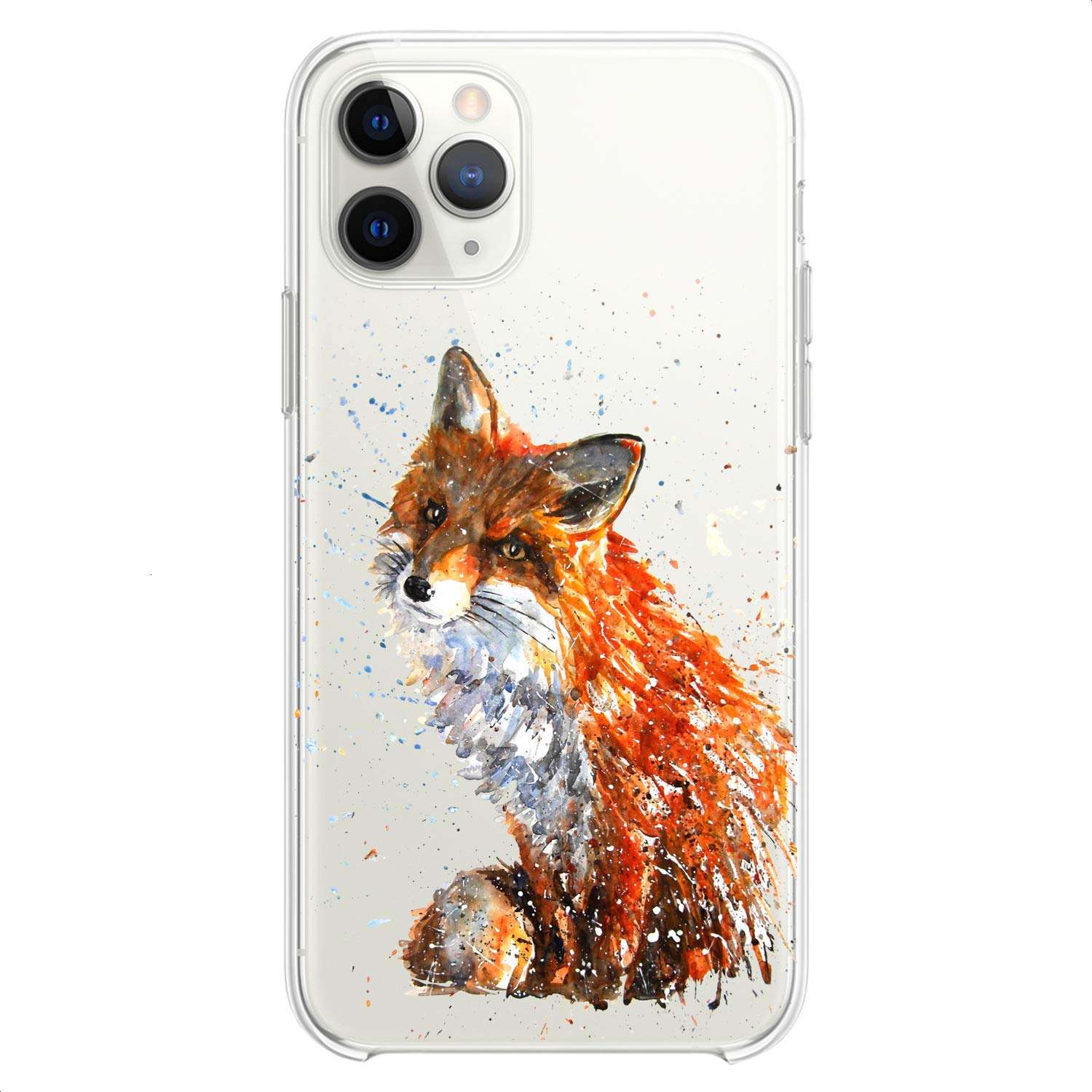 Cavka TPU Case Compatible with iPhone 14 Pro Max 13 12 Mini 11 Xs X 8 Plus Xr 7 SE Watercolor Phone Animals Kids Slim fit Orange Cute Child Girly Print Fox Design Clear Flexible Silicone Soft Cute 4