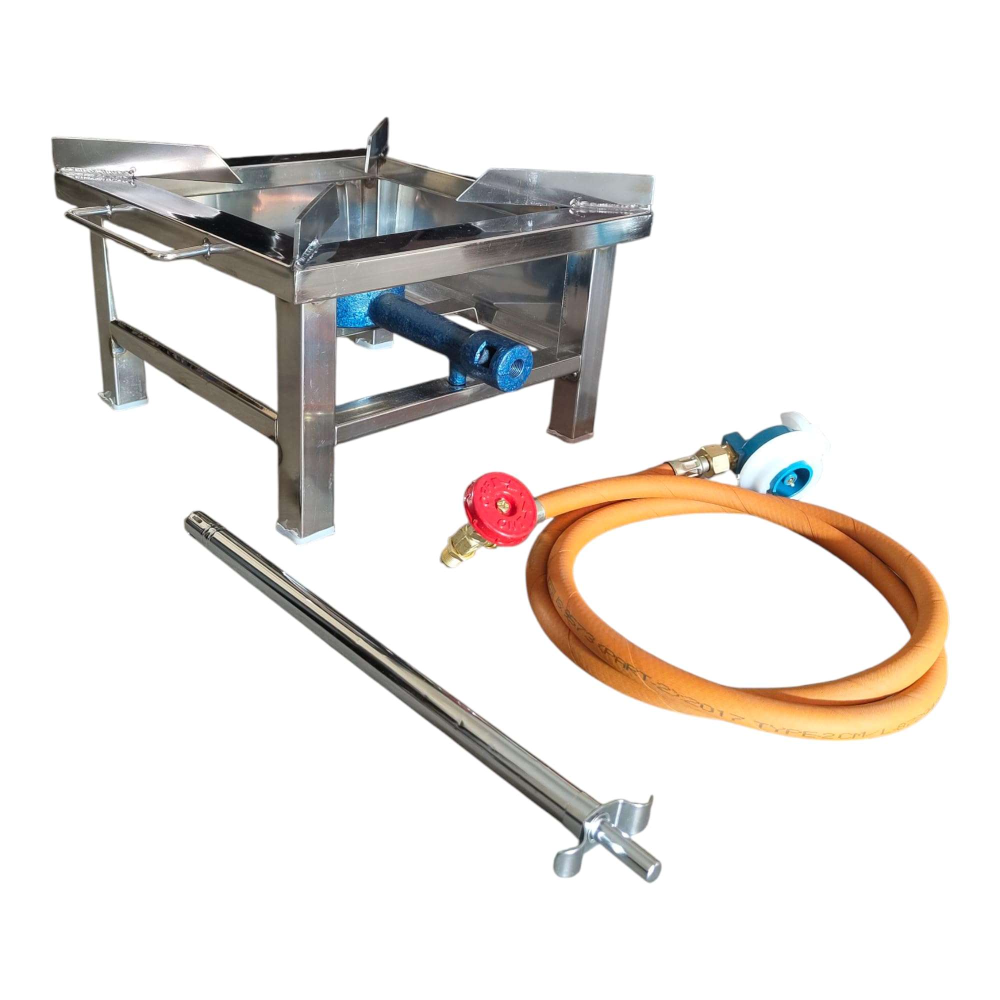 Surajan Stainless Steel Single Burner Squre Chulha Canteen Bhatthi Commercial Gas Stove with All Complementry Accessories - Silver | Manual | (Medium-12x12x8 Inch.) 3