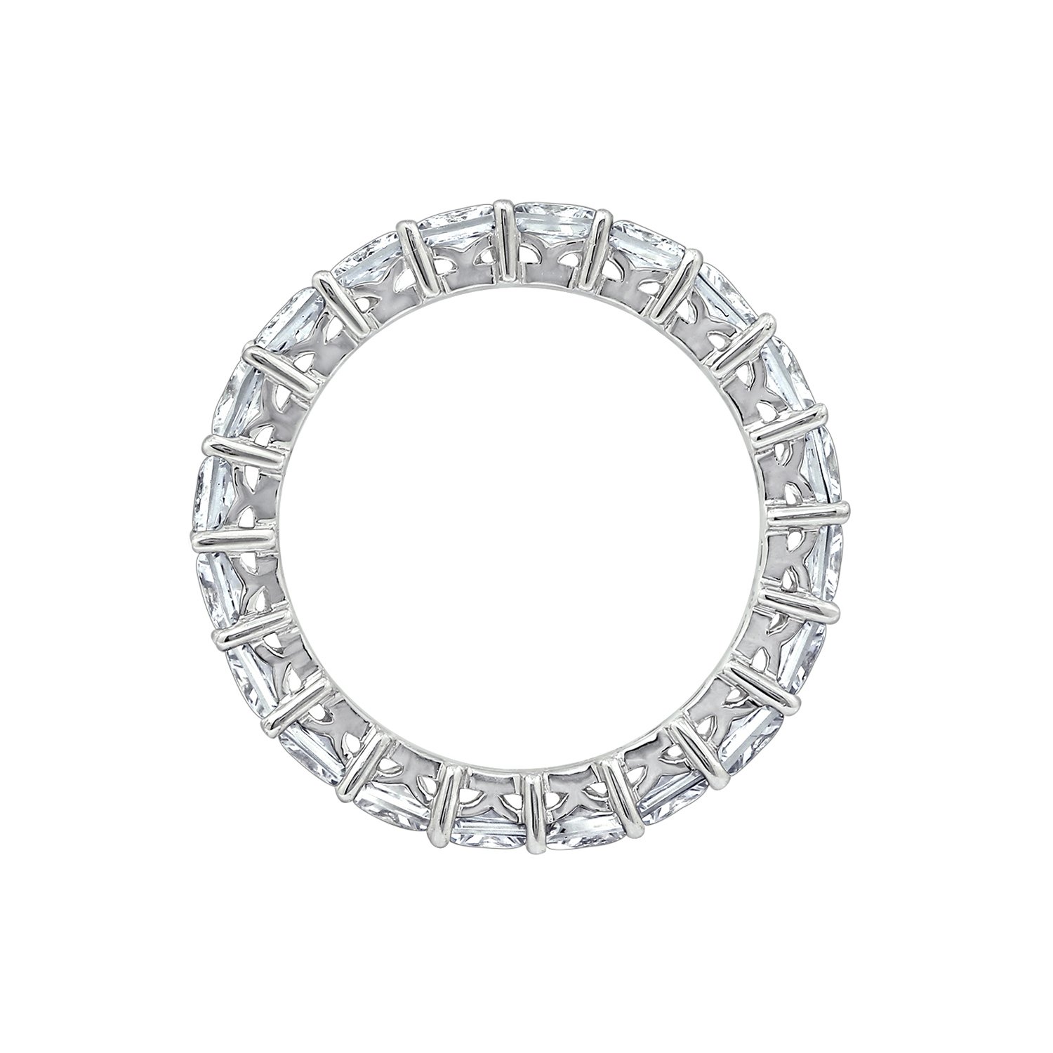 Amazon Essentials Platinum-Plated Sterling Silver Princess Cut All-Around Band Ring made with Infinite Elements Cubic Zirconia (7.5 cttw), Size 5, (previously Amazon Collection) 3
