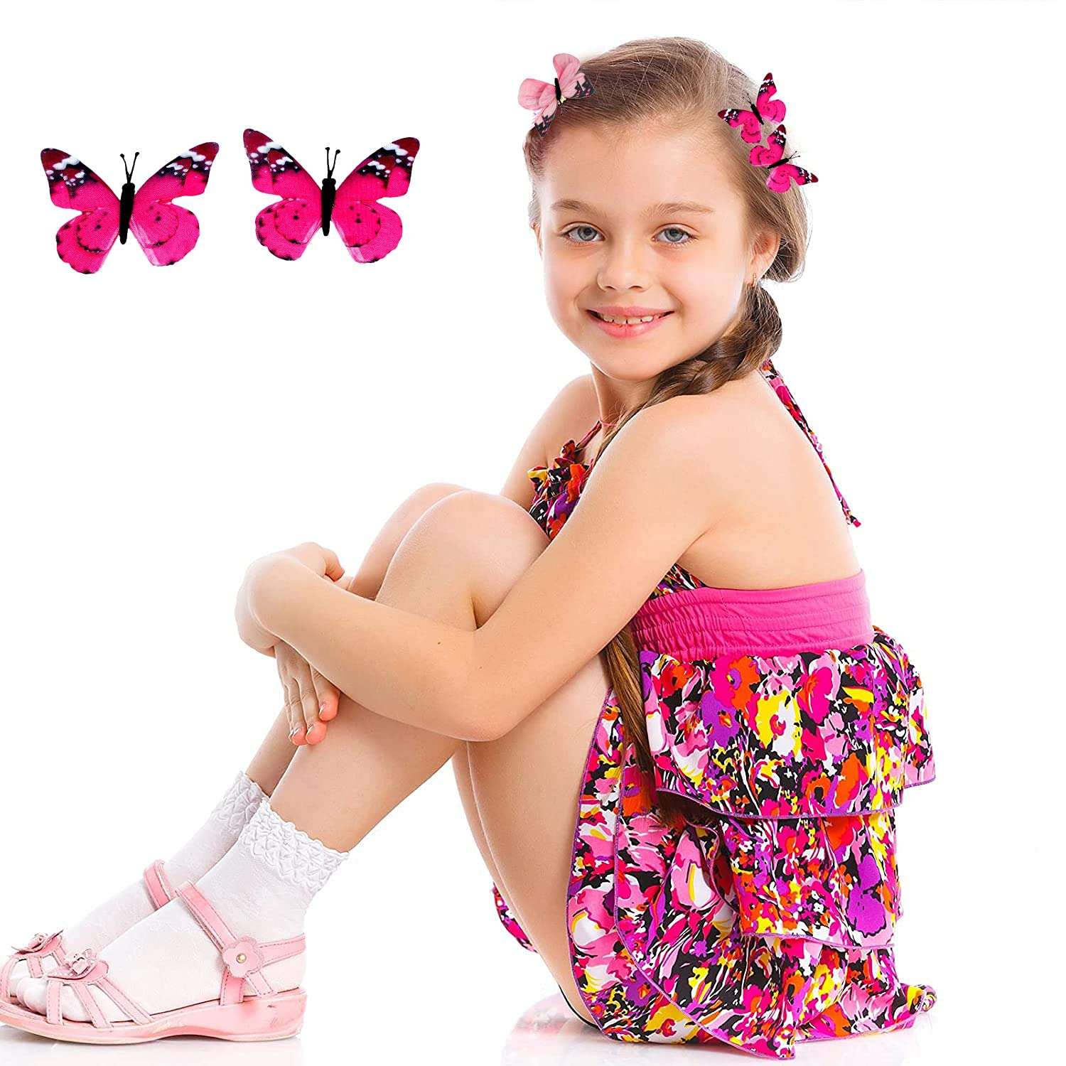 Glan 2 Pieces Butterfly Hair Claw Clips Butterfly Snap Hair Clips for Baby/Teens And Women Hair Styling Accessories (Multicolor) (M9) 1