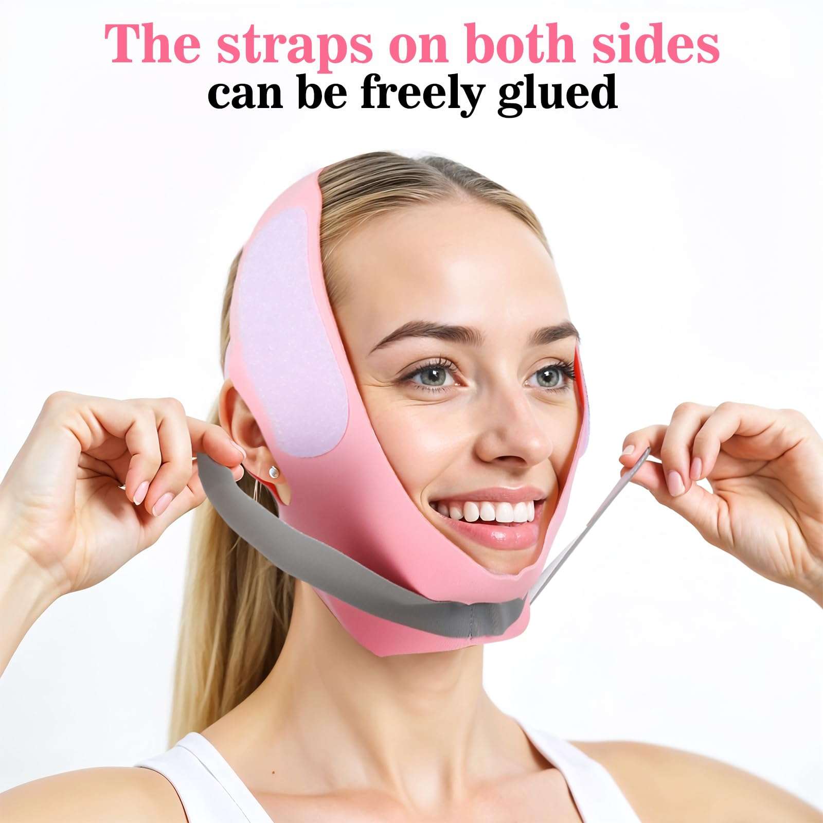 Yuanchu V Line Lifting Mask, Reusable V Line Face Strap V Line Lifting Face Mask Face Lifting Strap Jaw Exerciser Soft Chin Strap for Women(Pink) 5