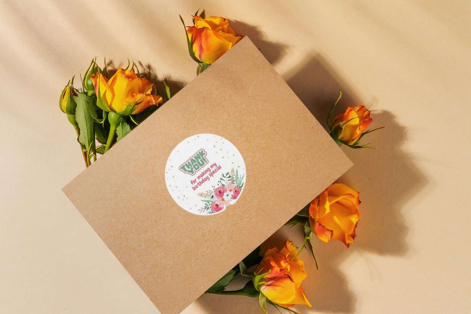 Floral Theme Model 4- Thankyou Sticker (6 CM/Sticker/Mixcolour/24Pcs) 6