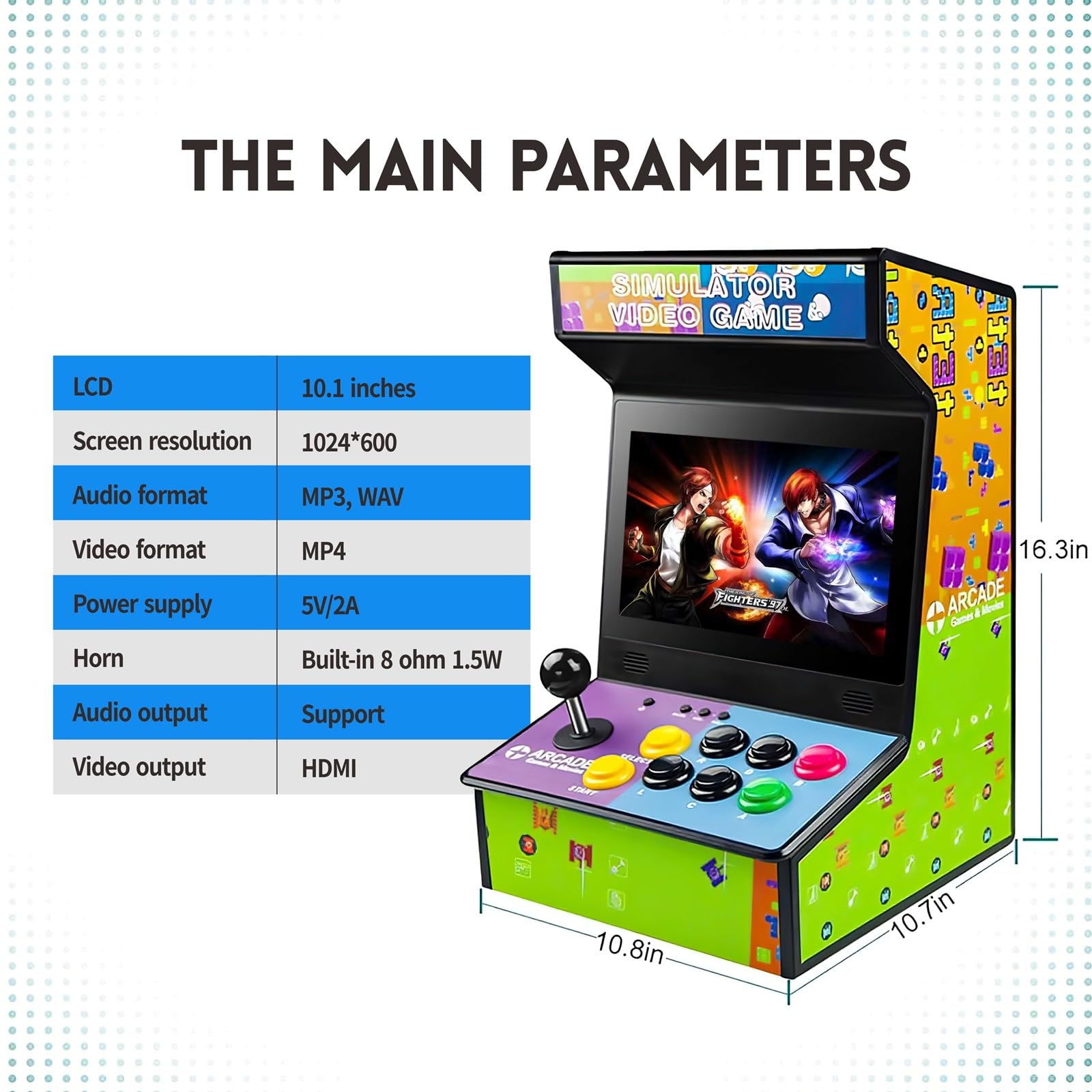 Handheld Arcade Game Console -10 Inch Mini Arcade Machine Cabinet - Classics Mini Player -Retro Games Included -Tabletop and Bartop Support for TV Output, Birthday Present Gift for Kids 5