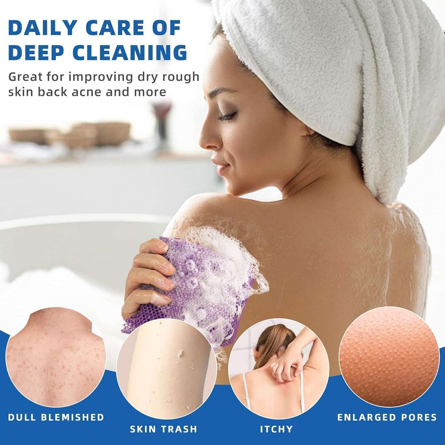 TREASURELY 2 Pcs African Net Bath Sponge | Long Loofah Body Scrubber & Exfoliating Towel | Shower Sponge for Men & Women | Bathing Scrubber for Deep Cleaning, Skin Polishing & Smooth Skin (1, Standard) 6