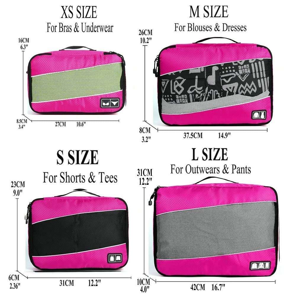 4 Piece Set High-Grade Suitcase Organizer Travel Packing Cube Nylon Breathable Men Women Luggage Organizer Cube Set (Color : B) (A) 6