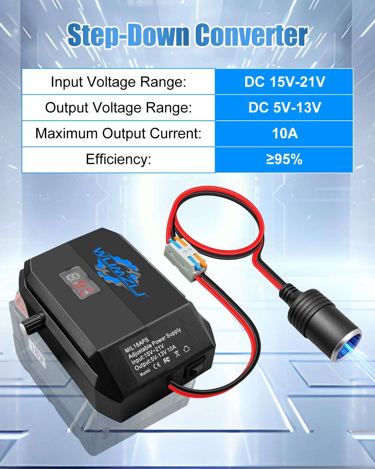 Step Down Converter Power Wheel Battery Adapter Fit for Milwaukee 18V to 12V, DC 12V Buck Converter Regulator for Automotive Tools Charging Travel Outdoor Adventures 3