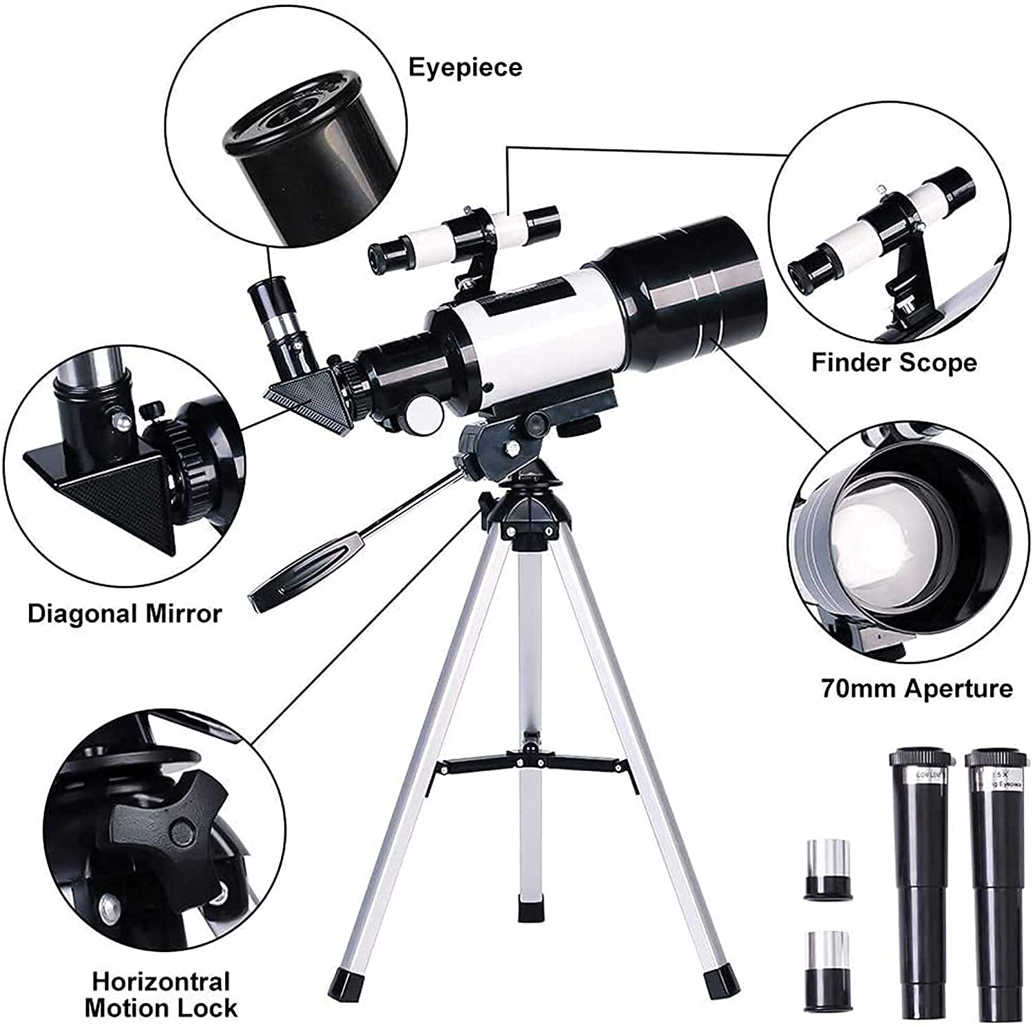 Ostin Telescope for Astronomy Beginners Kids Adults, 70mm Aperture 400mm Astronomical Refracting Portable Telescope - Travel Telescope with Phone Adapter Carry Bag 3