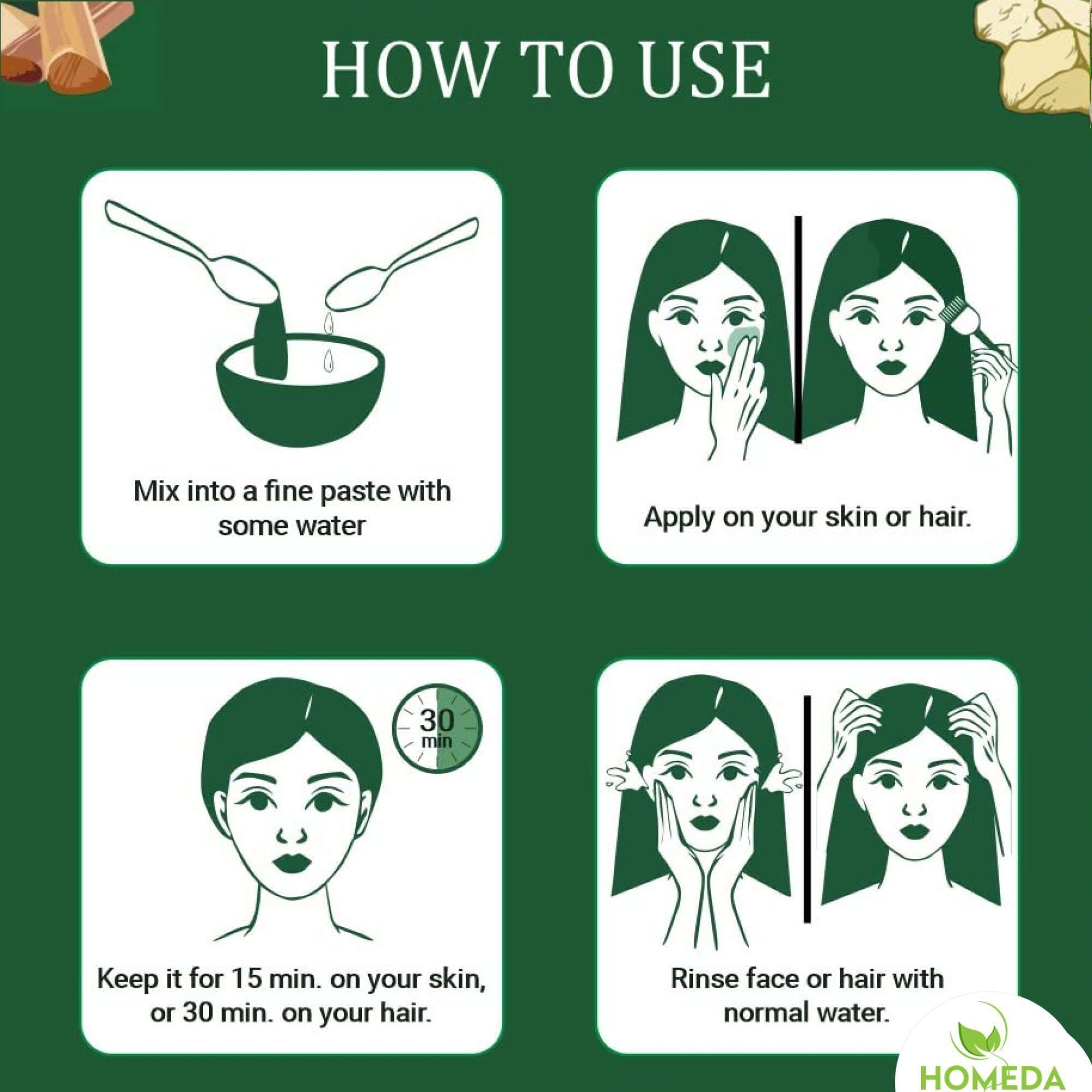 Homeda Pure Sandalwood and Multani Mitti Powder Organic (1000 Grams each - 2 Kg) for Face Pack, Skin | Chandan, Sandlewood, Fullers Earth, Chandanam, Multhani Matti, Bentonite Clay 4