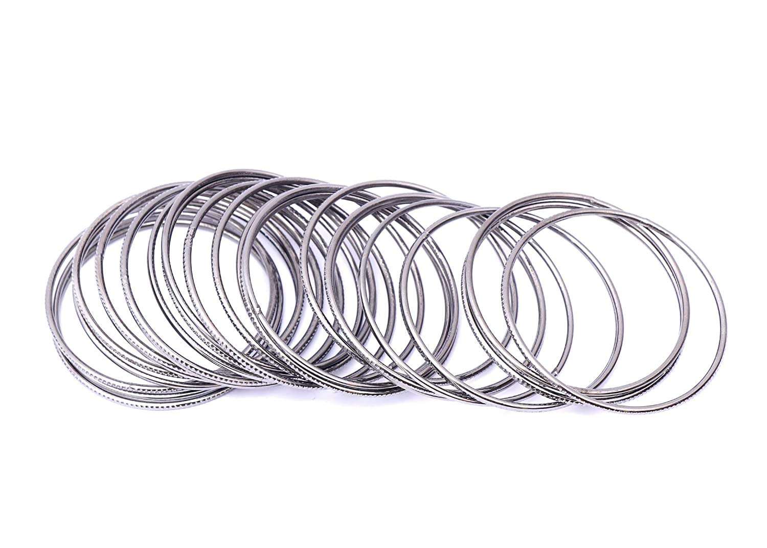 Shivarth Bangles Casual Metal Chudi Metallic Black Colour (36 Piece) (2.4) 2
