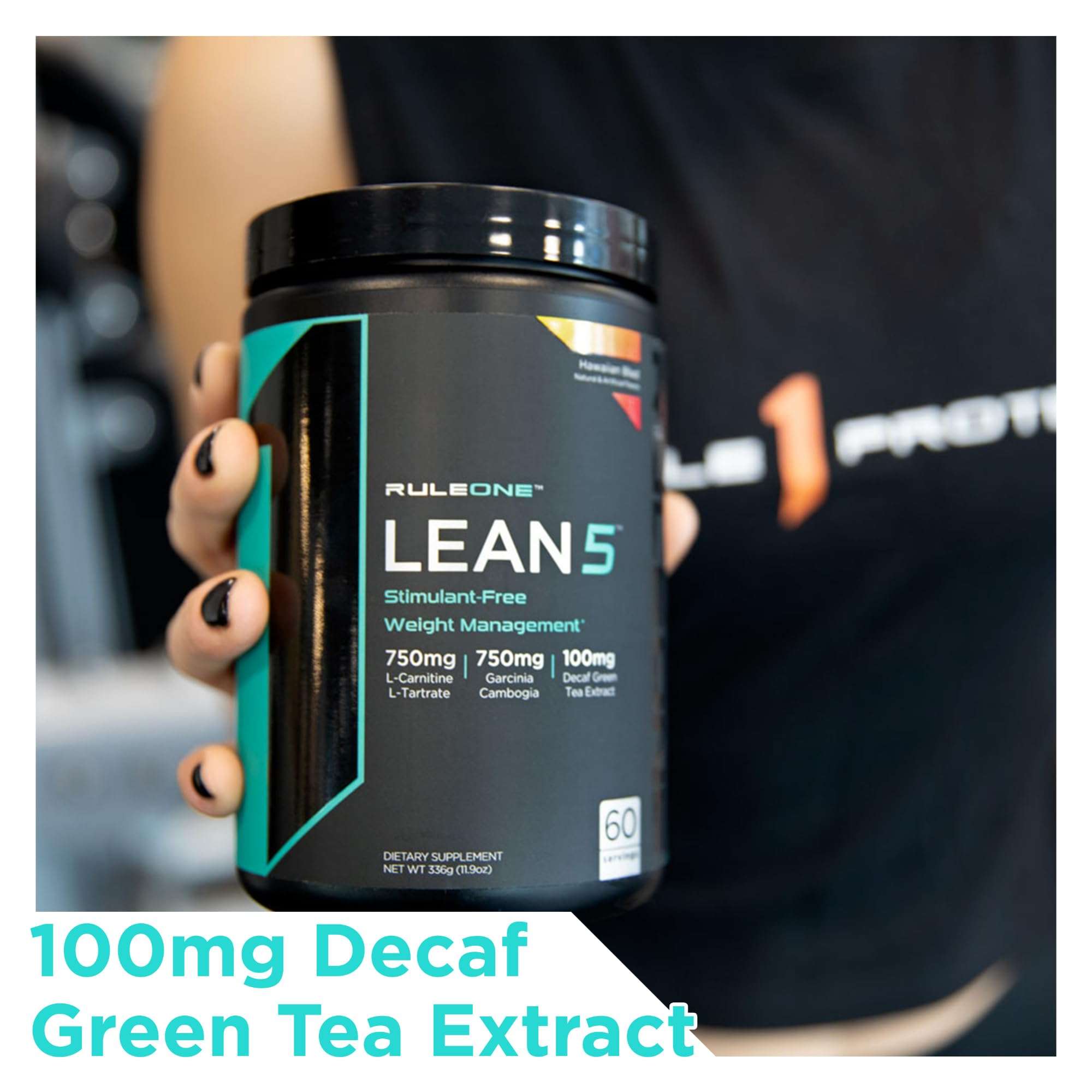 Rule 1 R1 Lean5, Blue Razz Lemonade - 11.9 oz - Stimulant-Free Formula with CLA, Garcinia Cambogia Extract & Carnitine - 60 Servings 5