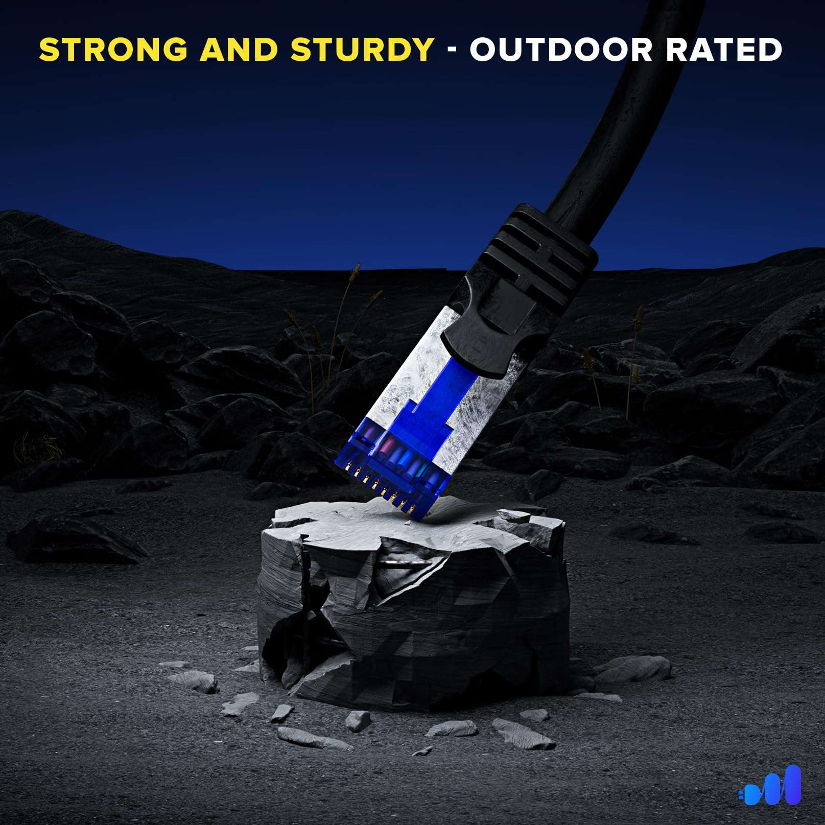 Maximm Cat6 Heavy Duty Outdoor Cable 100 ft - Black - Zero Lag Pure Copper, Waterproof Ethernet Cable Suitable for Direct Burial Installations. 3