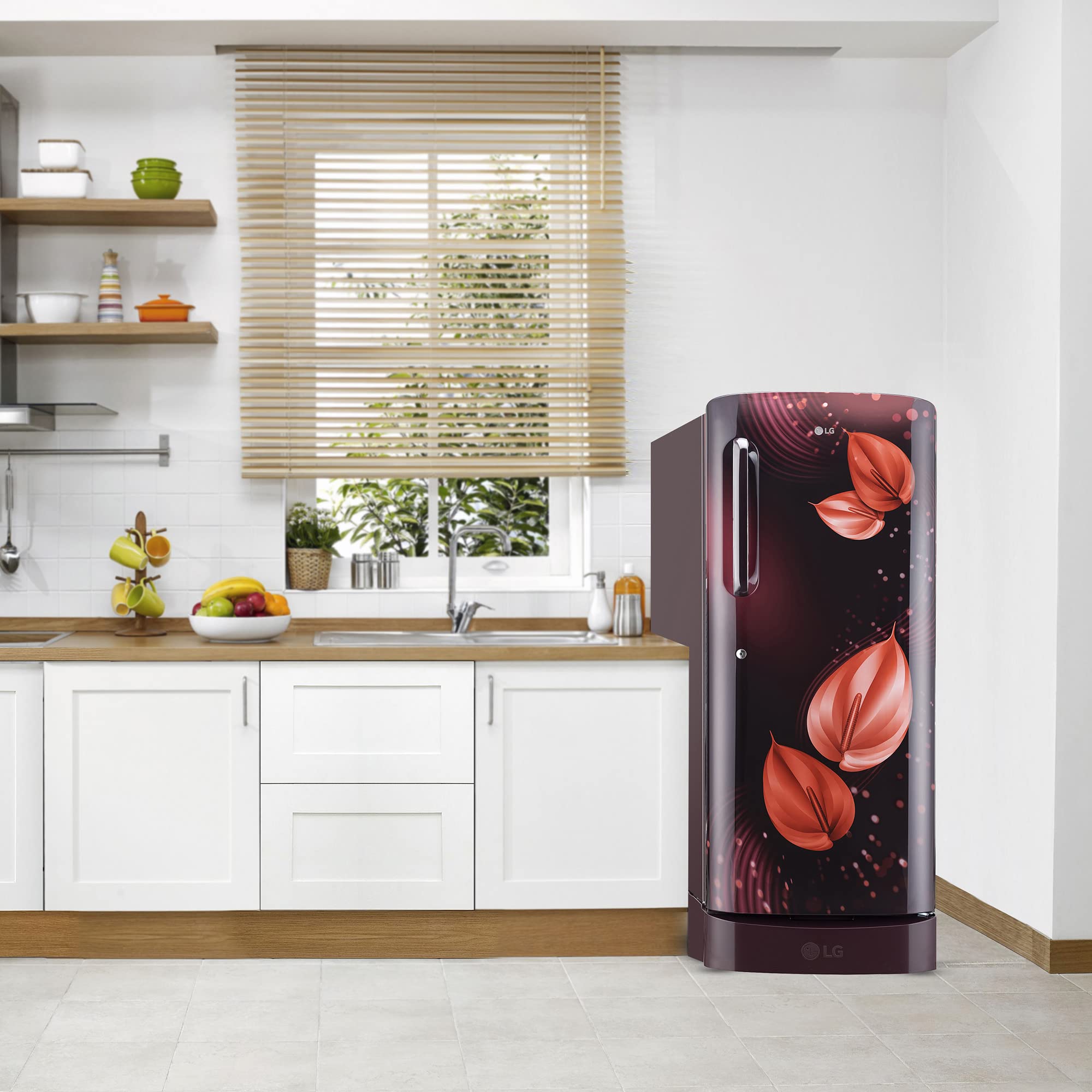 LG 235 L 3 Star Direct-Cool Single Door Refrigerator (GL-D241ASVD, Scarlet Victoria, Base Stand with drawer, 2022 Model) 6