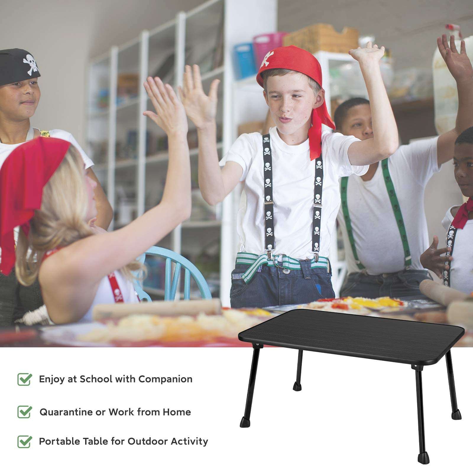 Large Bed Tray Nnewvante Multifunction Laptop Desk Lap Desk Foldable Portable Standing Breakfast Reading Tray Holder for Couch Floor for Adults/Students/Kids Black 4