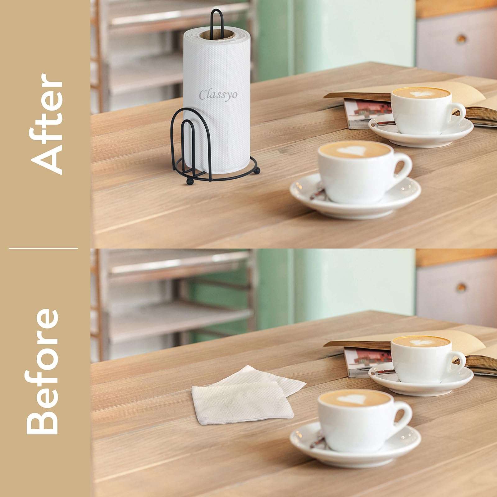 Classyo Metal Tissue Roll Holder for Kitchen, Tissue Paper Holder for Bathroom and Dining Table, Kitchen Roll Stand, Paper Towel Stand (10 inch) (Pack of 1, U Design) 6