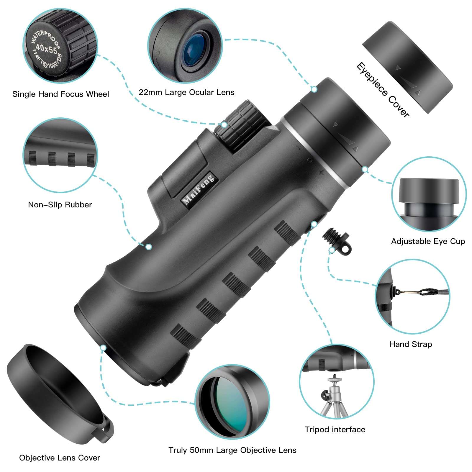 Monocular Telescope, 44x50 High Powered Monoculars for Adults Kids, Monocular Telescope for Smartphone, Monocular for Bird Watching Hunting Hiking Concert Travelling 2
