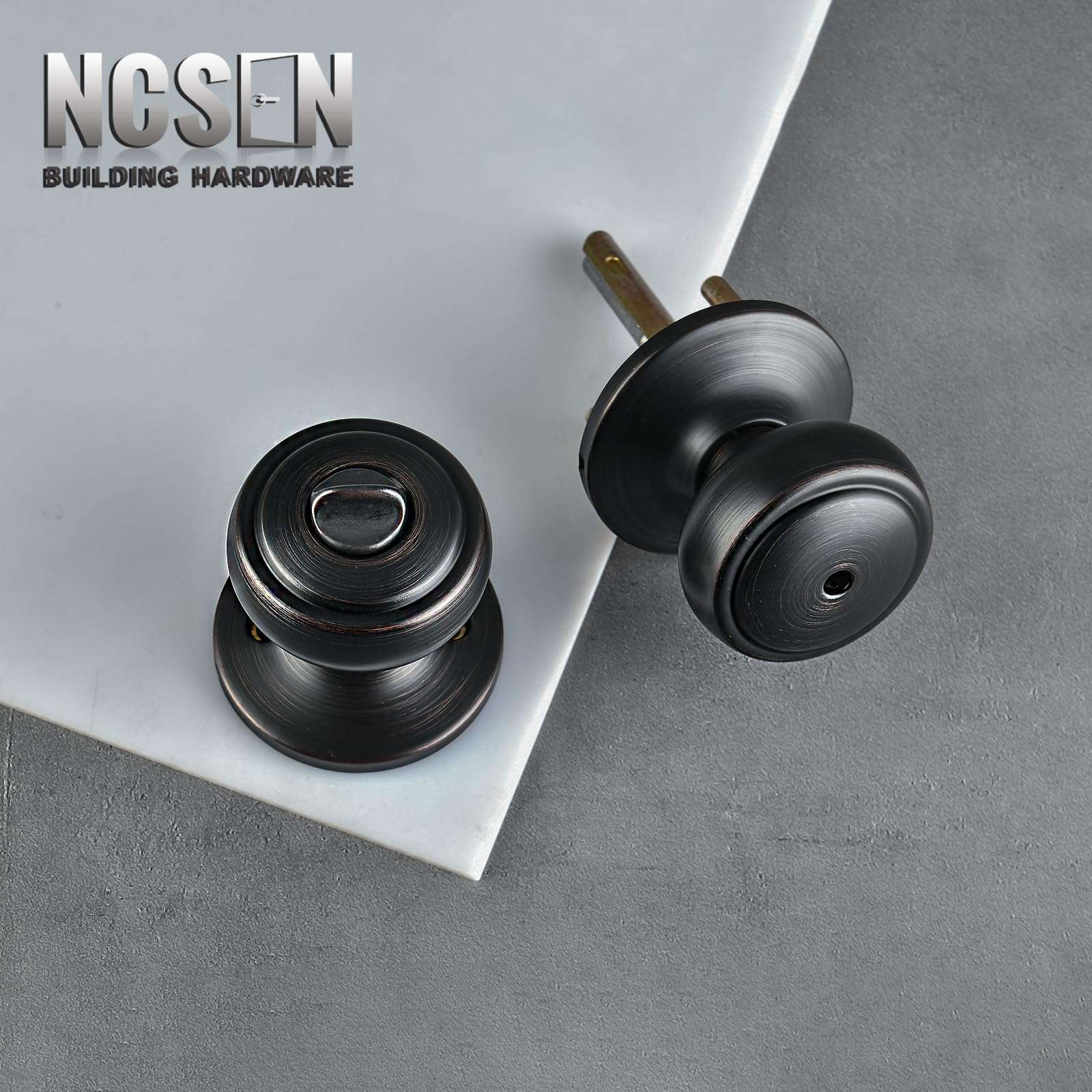 NCSEN 10 Pack Black Door Knobs Interior, Aged Bronze Door Knob with Lock, Coastal Style Door knob for Privacy and Bedroom 6