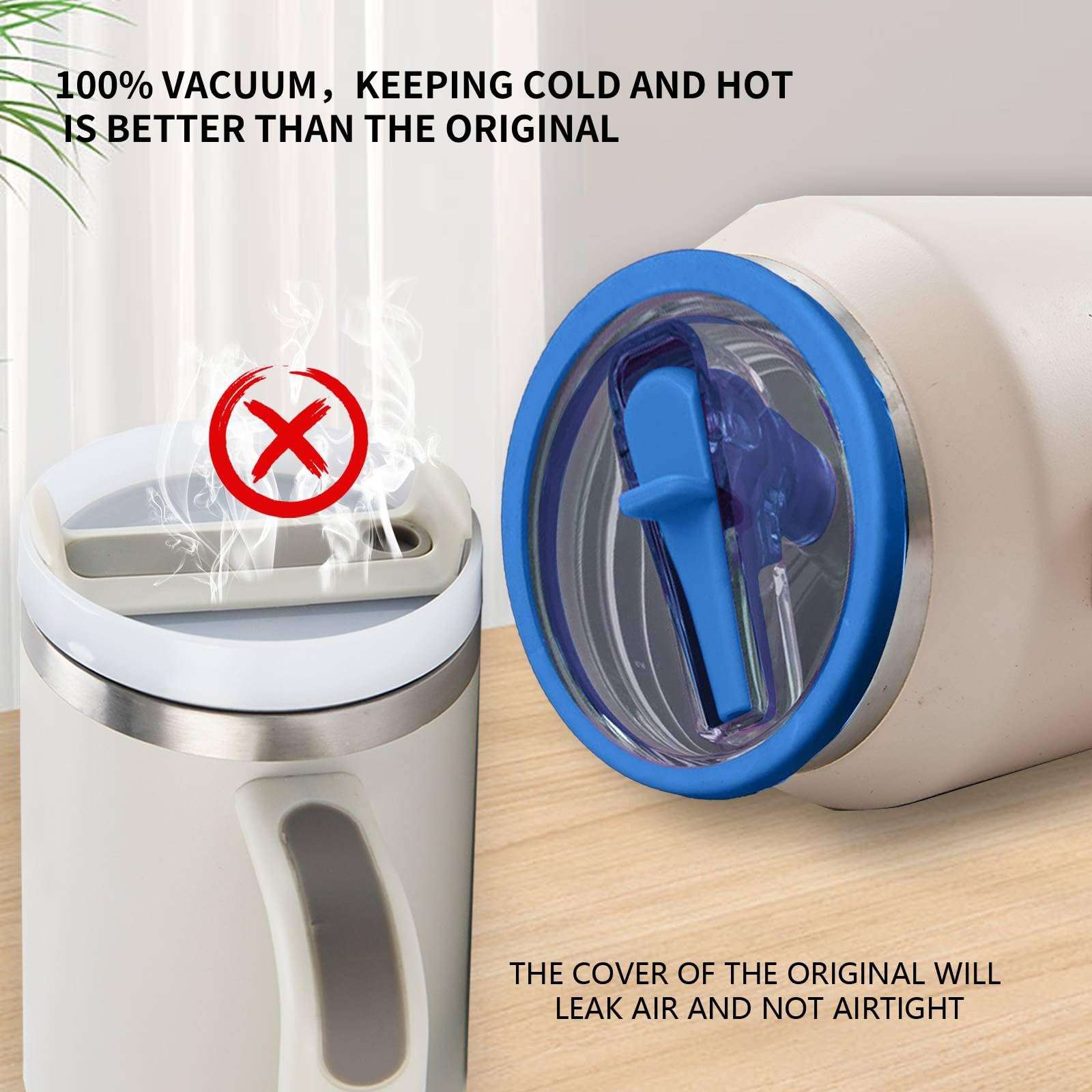 Stanley Replacement Leak Proof Tumbler Lid With Straw - Fit For 64oz Adventure Quencher and Quencher 2.0 (Denim, 40oz) 5