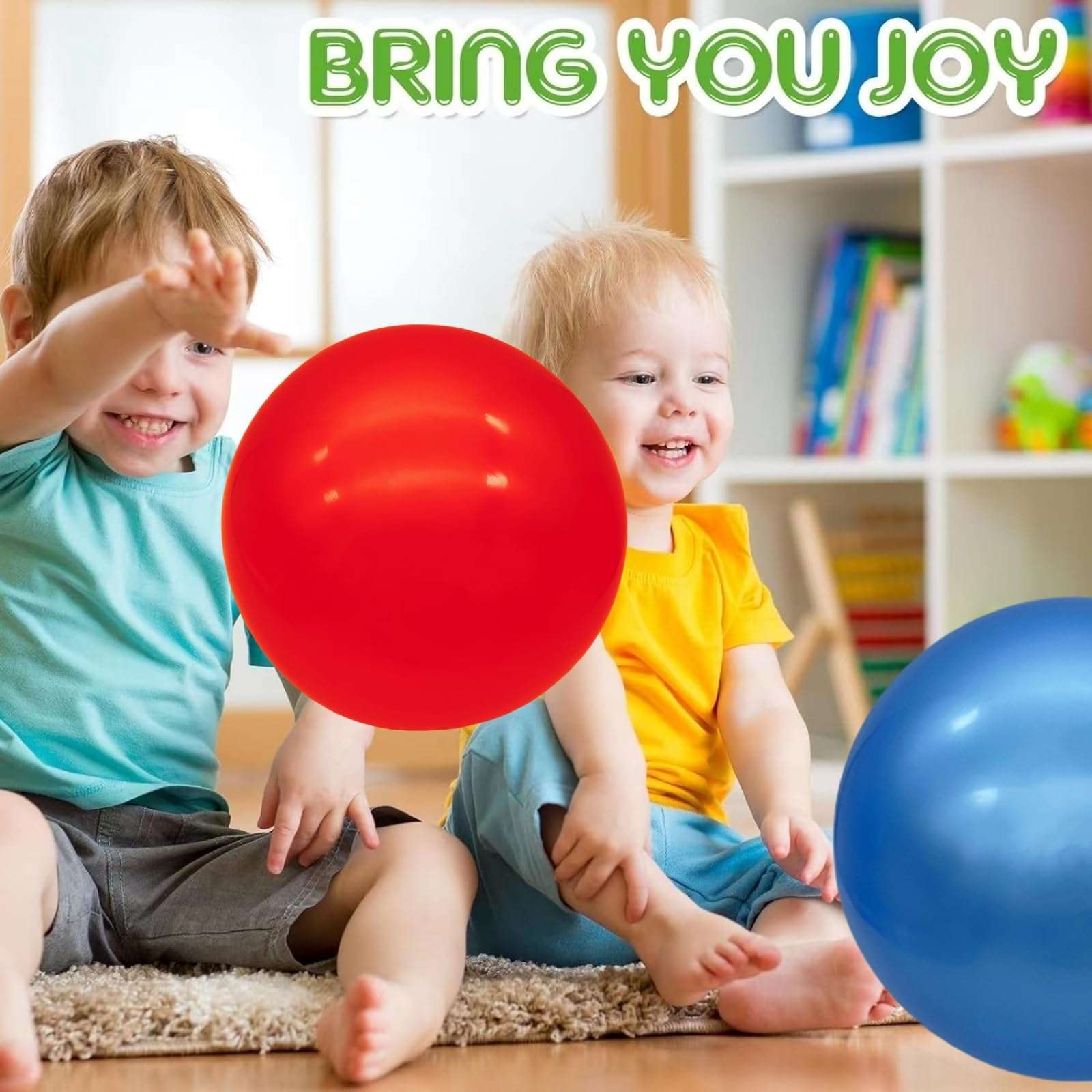 GCQJOQ 3 Pcs 9 Inch Inflatable Bouncy Balls with Hand Air Pump for Indoor Outdoor Play Balls (Red, Blue, Green) 5