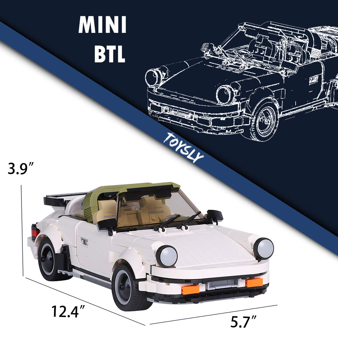 TOYSLY Mini Sports Car MOC Building Blocks and Construction Toy, Adult Collectible Model Cars Set to Build, 1:14 Scale Race Car Model (882 Pcs) 3