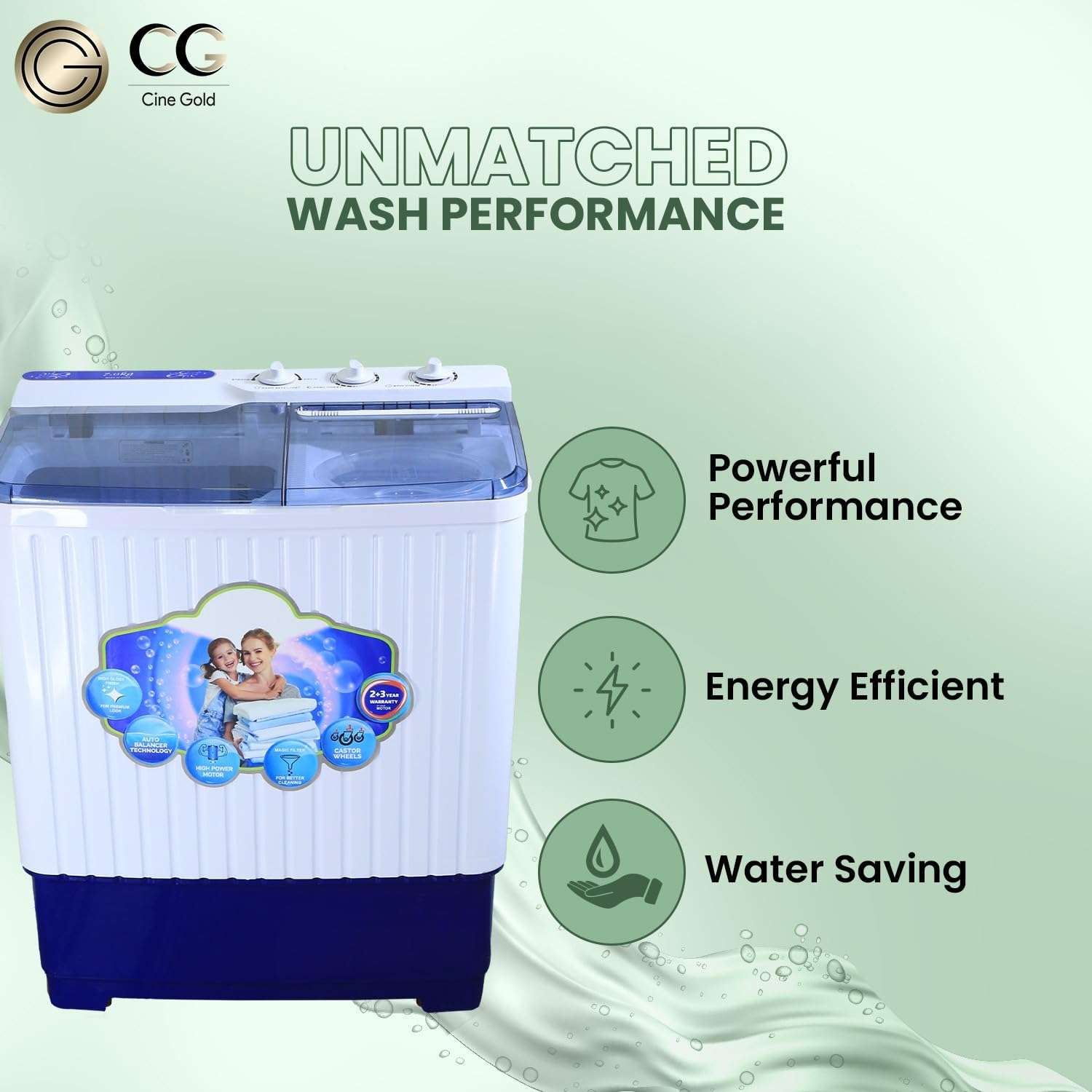 CineGold | Since 2008 | 7 Kg Quick Air Dry Semi-Automatic Top Loading Washing Machine, Blue Transparent Top & Rat Away Feature, Efficient, Durable Laundry Solution for Modern Homes with 5Year Warranty 5