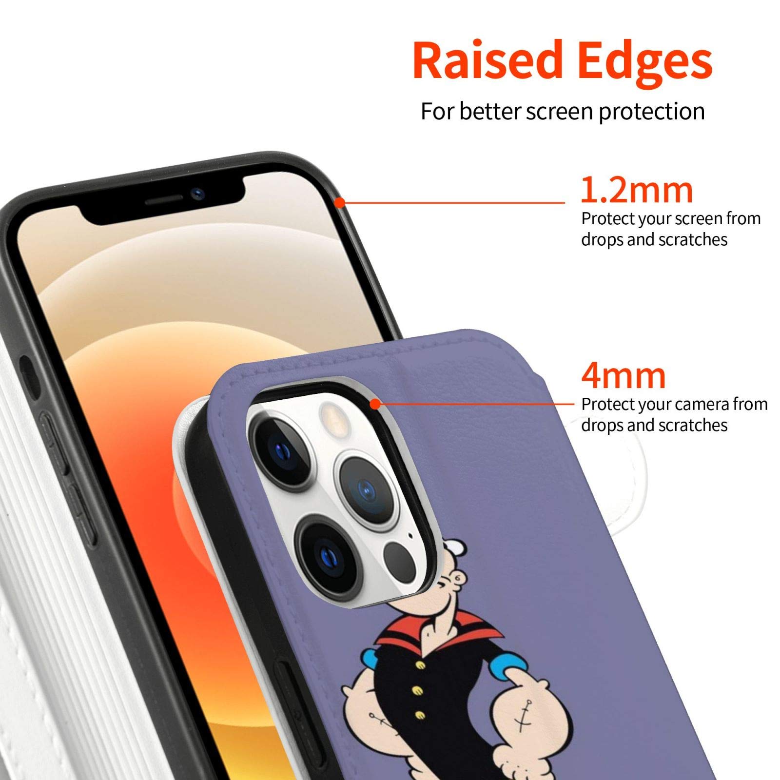 Popeye The Sailoriphone 12 Leather Case Mobile Phone Case Made of TPU+Pu Shock Absorber, Scratch Resistance and Anti-Drop Protection. 6