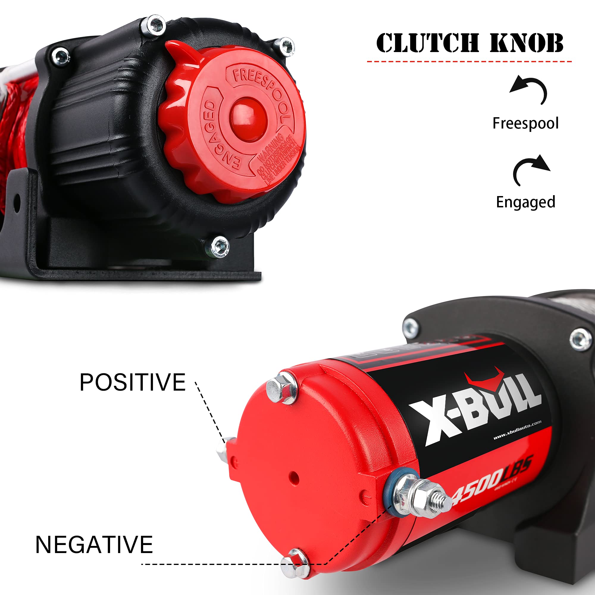 X-BULL 4500 lbs Electric Winch Synthetic Rope Electric Winch with Winch Cover 4