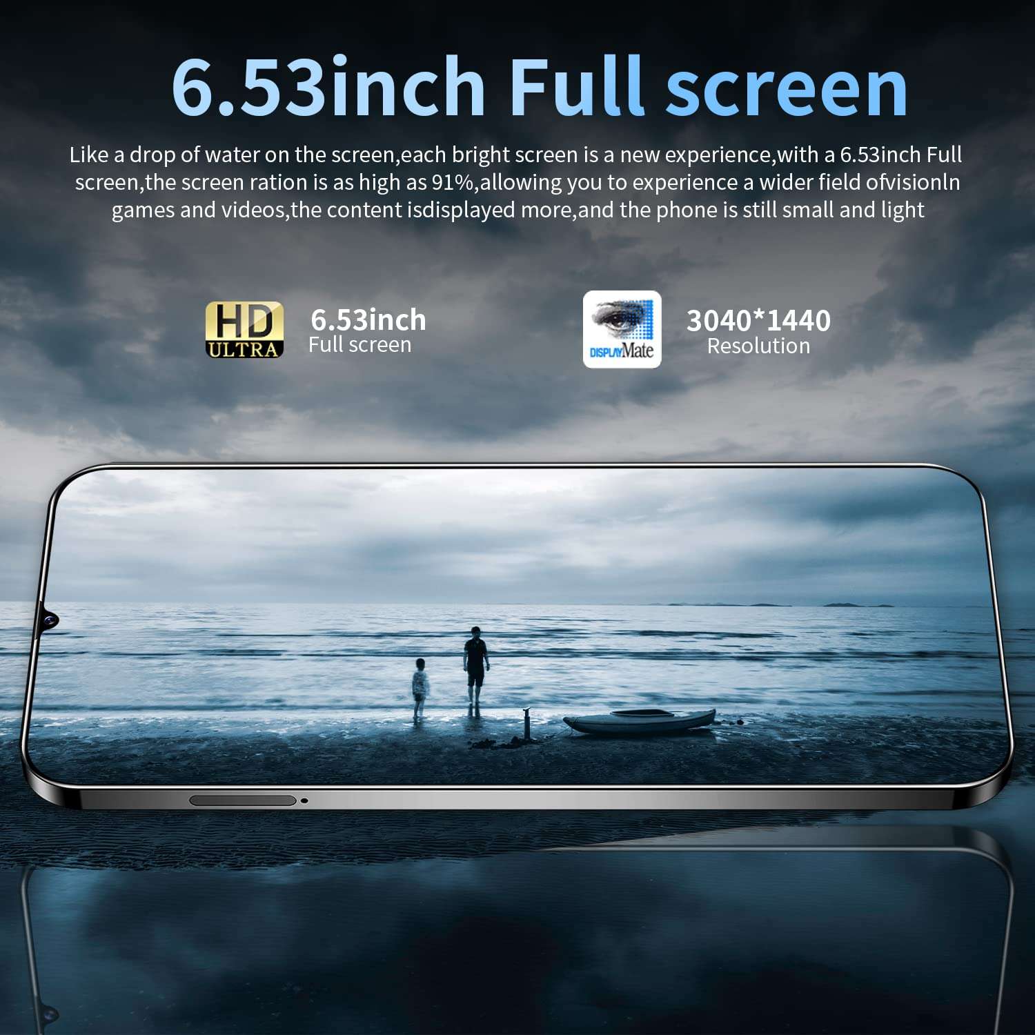 M12 Ultra 5G Cell Phone, Unlocked Android Smartphone, 3GB+64GB, 6.53'' LCD Display Screen, 5MP+8MP Camera, 4000mAh Long Long Battery, Dual Sim Card (Black) 6