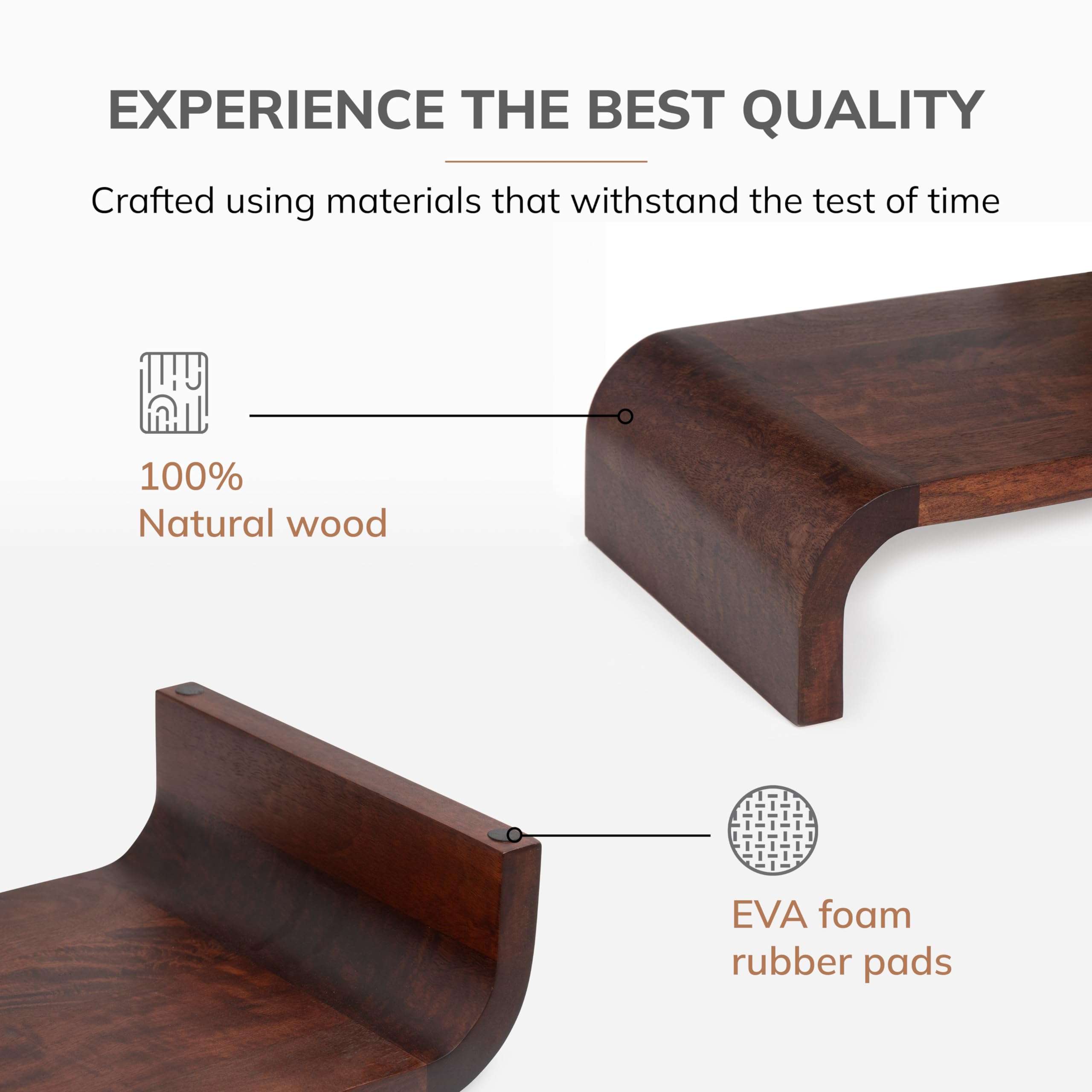 Anji Mountain Wood Monitor Stand Riser Desk Desktop Organizer Table for Home, Office Workspace, Laptop Riser, Ergonomic Design Stand for Gaming Setup, Walnut 3