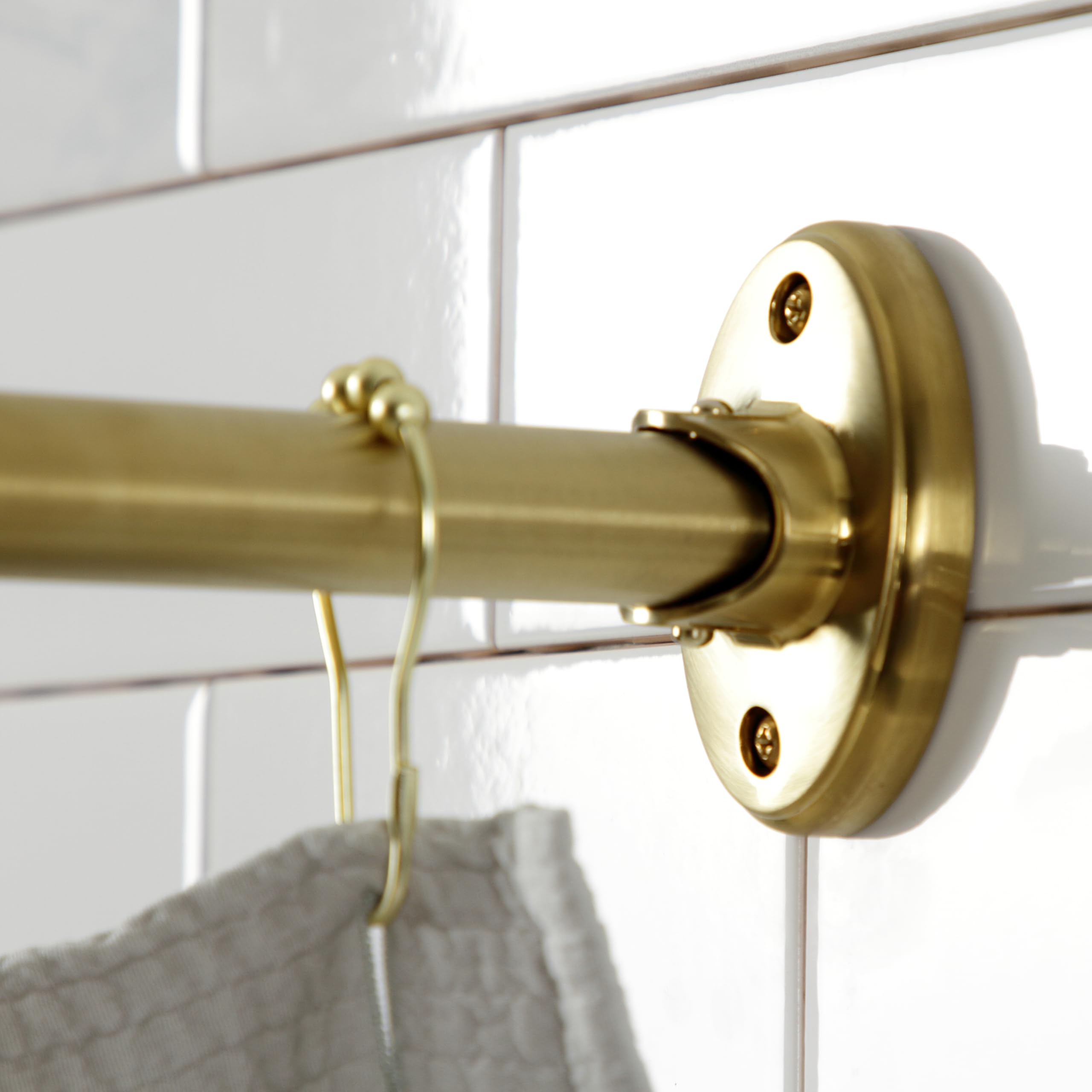 Kingston Brass CC7217 Edenscape 72" Stainless Steel Single Curved Shower Curtain Rod, Brushed Brass 4