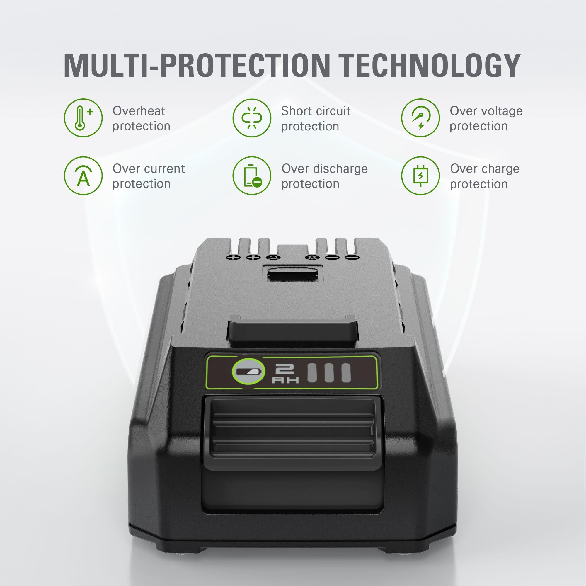 Greenworks 24V 2.0Ah Lithium-Ion Battery (Genuine Greenworks Battery / 125+ Compatible Tools), Green 2
