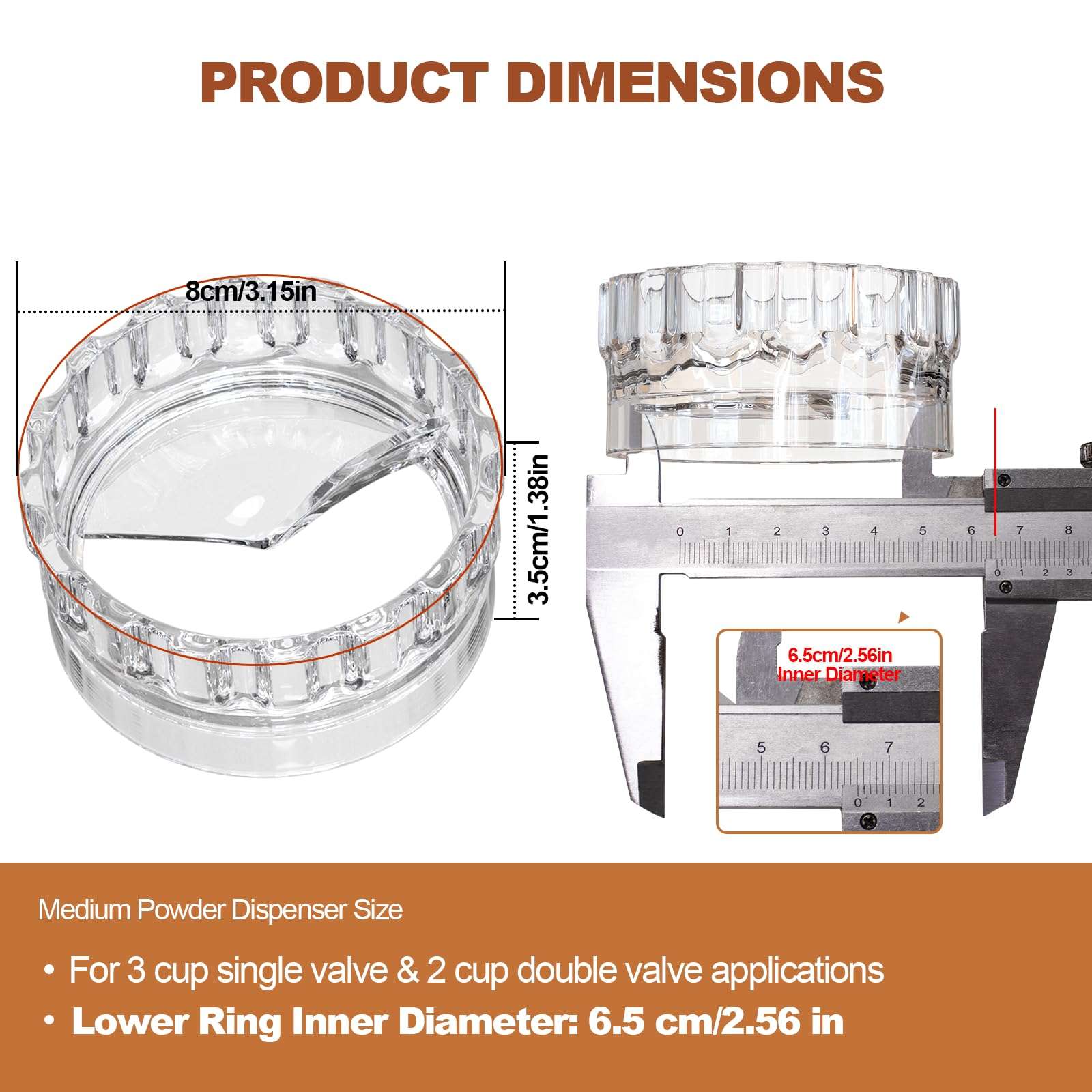 DITOSH Moka Pot Dosing Funnel Transparent Mocha Dispenser Precise Volume Control Perfect Extraction Ratio for 3 Cup Aluminum Espresso Stovetop Coffeemaker-M65mm 3