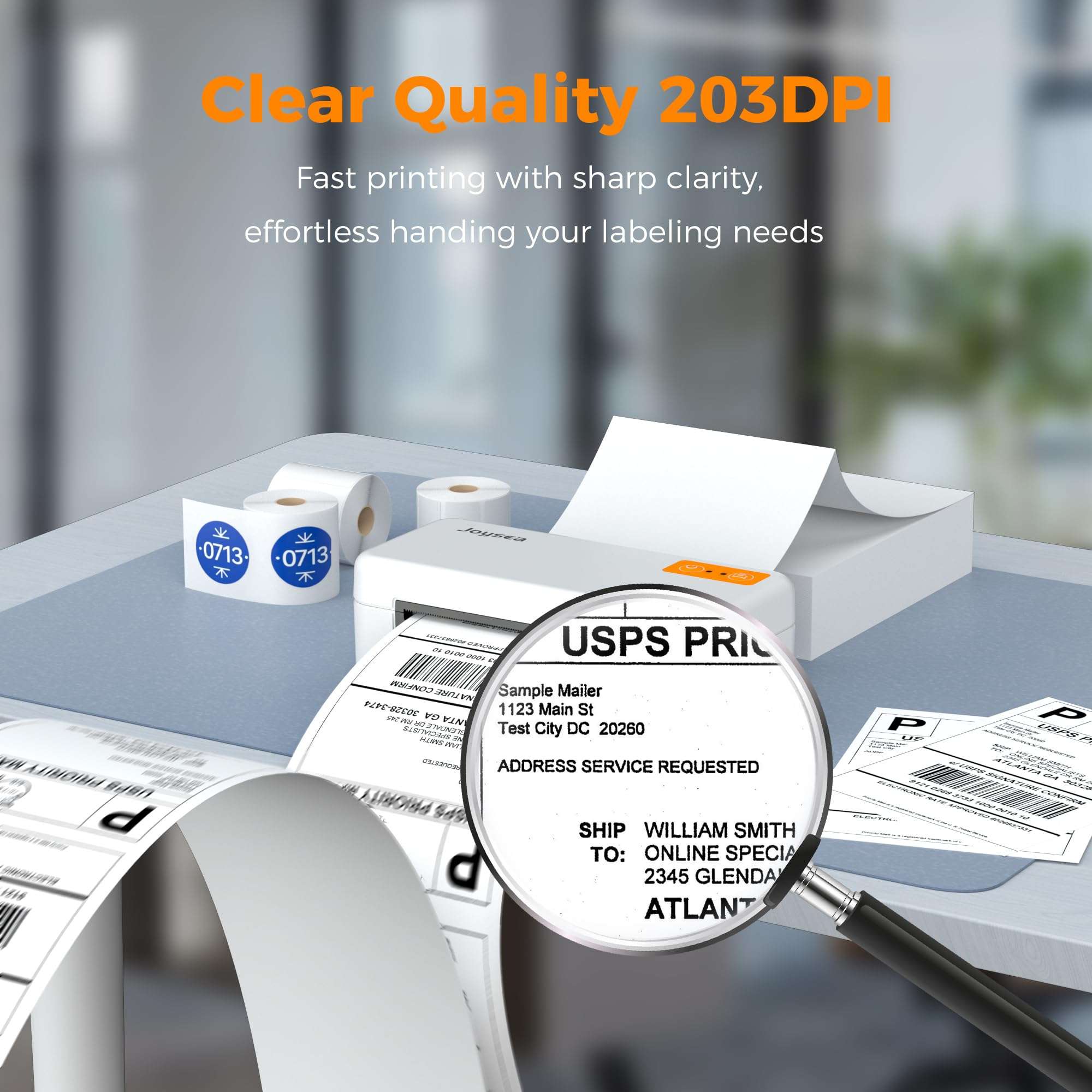 Joysea Bluetooth Shipping Label Printer, E41 Pro 4x6 Wireless Thermal Printer for Amazon, FedEx, USPS Labels, Compatible with iOS, Android, Windows Mac 4