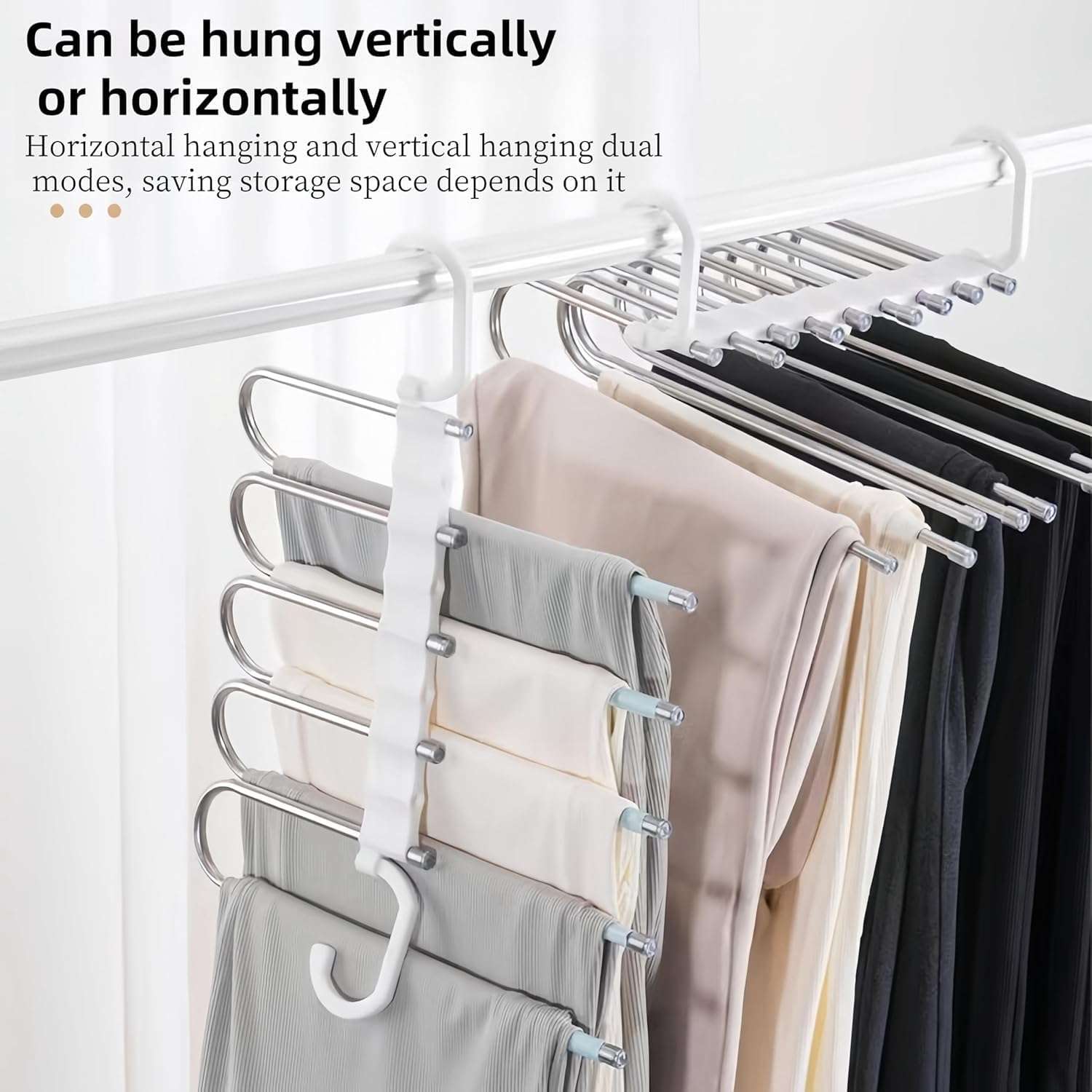 Quality Hangers 5 in 1 Stainless Steel Foldable Hangers for Clothes Hanging Multi-Layer Multi-Purpose Pant Hangers for Wardrobe Magic Foldable Hanger Clothes Hanger (Steel Hanger-Pack of 1) 3
