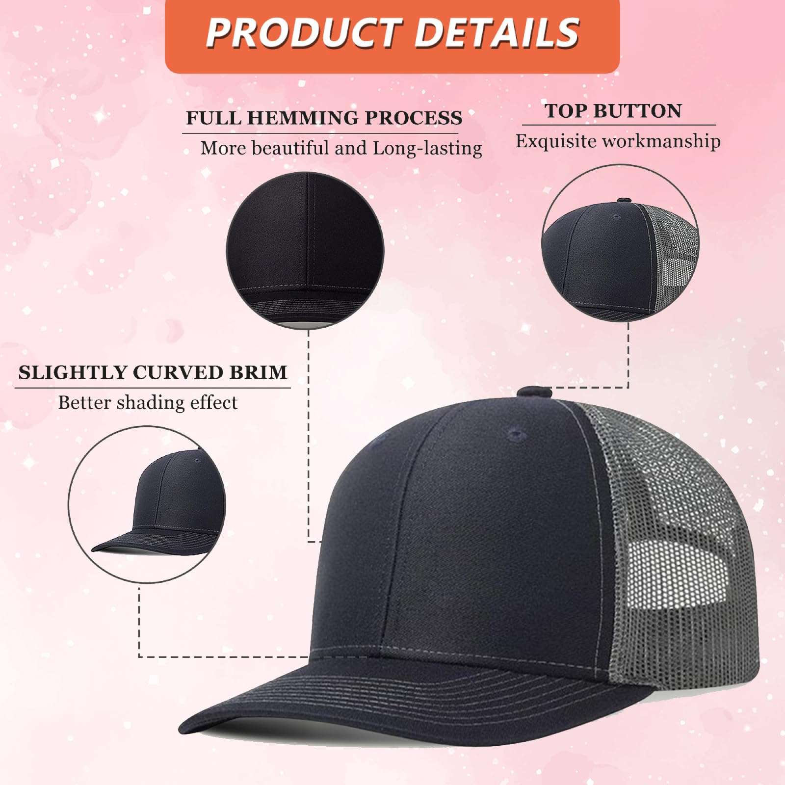 Generic Custom Hats Bulk Custom Hats for Man Woman Personalized Hats Unisex-Adults Trucker Hat Black-gray 6