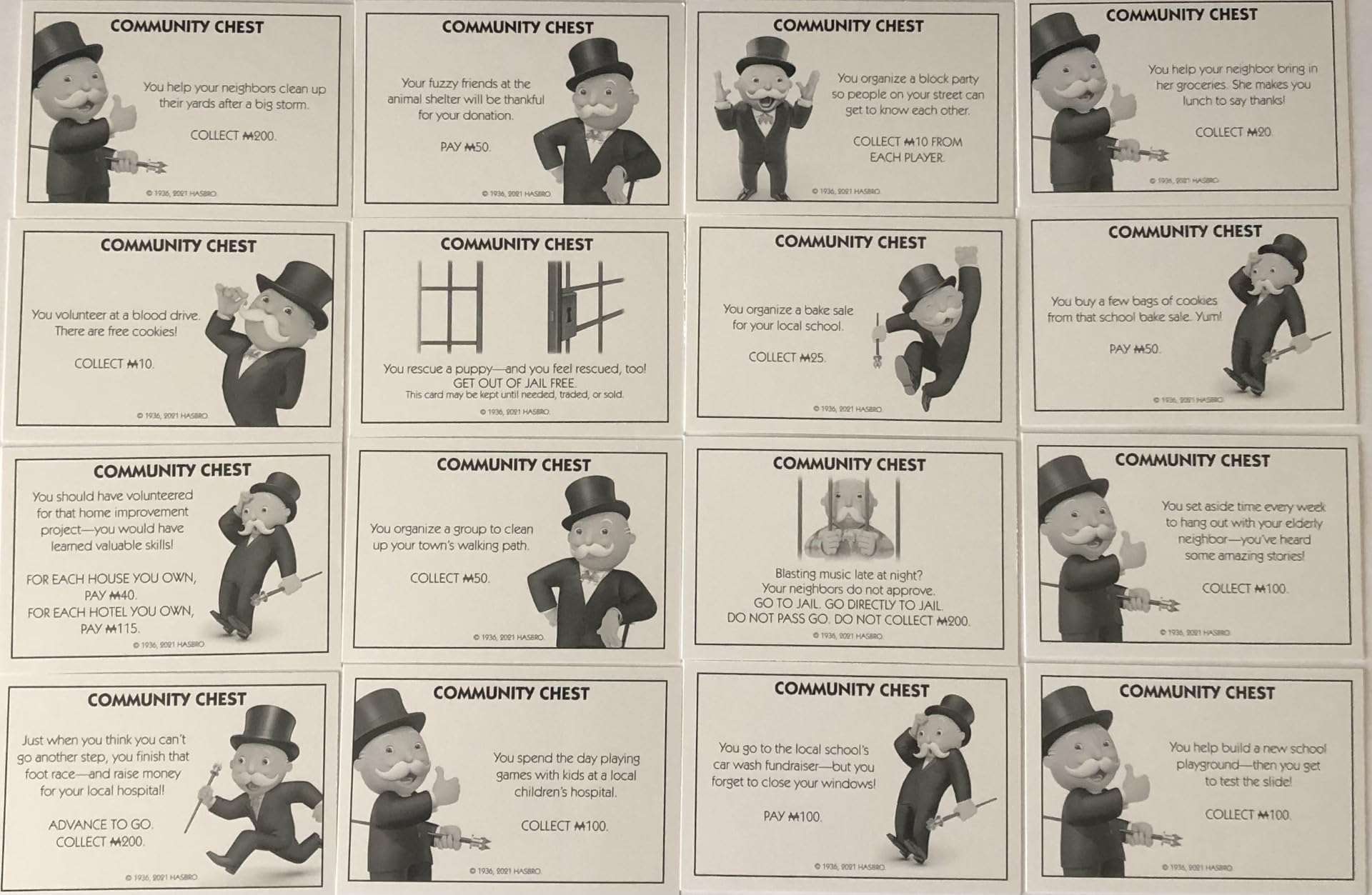 Hasbro Monopoly Card Pack (Deeds/Titles, Chance, Community Chest) - New Monopoly Currency Symbol 5