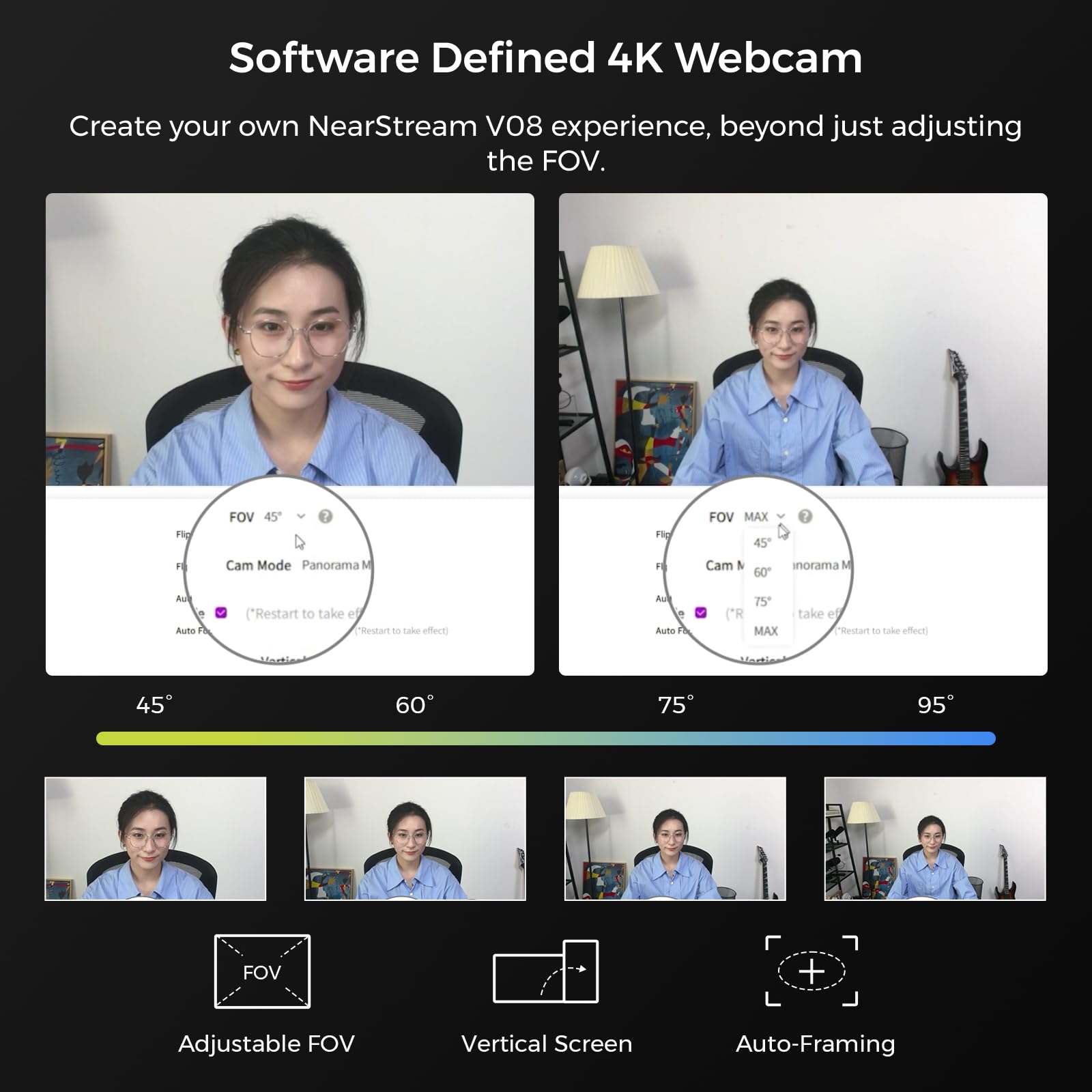 NearStream 4K Webcam V08AF + SL10B Selfie Light – Complete Setup for Video Calls, Online Meetings & Streaming 6