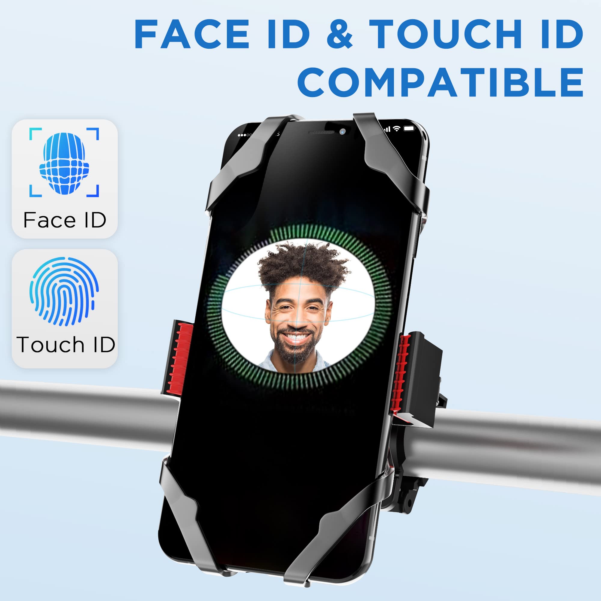 IPOW Motorcycle Phone Mount, Bike Phone Mount Holder, Universal Cell Phone Bicycle & Motorcycle Handlebar Phone Holder, Compatible with Smartphones 13/12/11/X/XR/XS/8/7,Galaxy S20/S10/S9 6