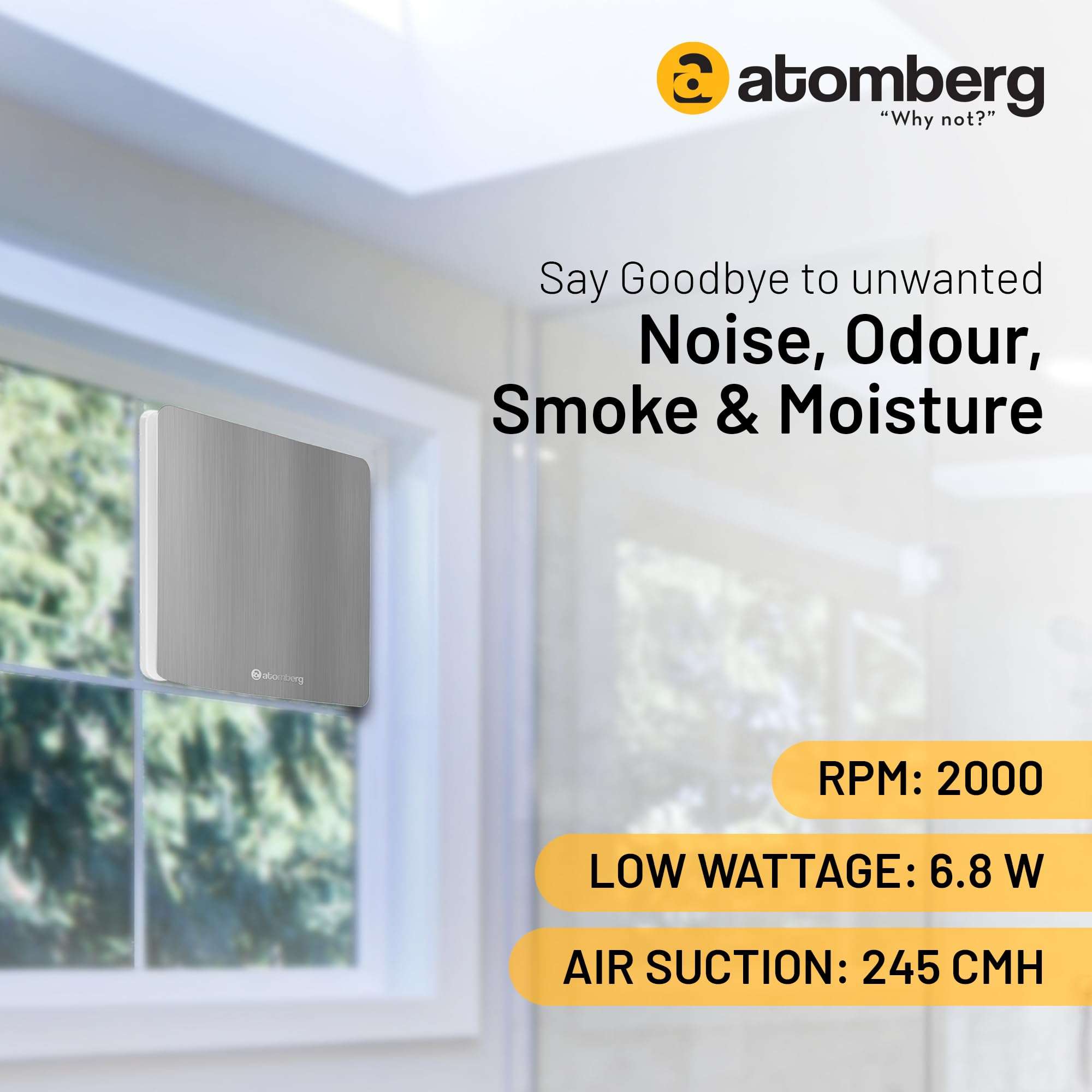 atomberg Studio Exhaust 150mm | Suitable for Bathroom, Kitchen | BLDC Motor | Easy to Clean | 1+1 Year Warranty (Brushed Steel) 2