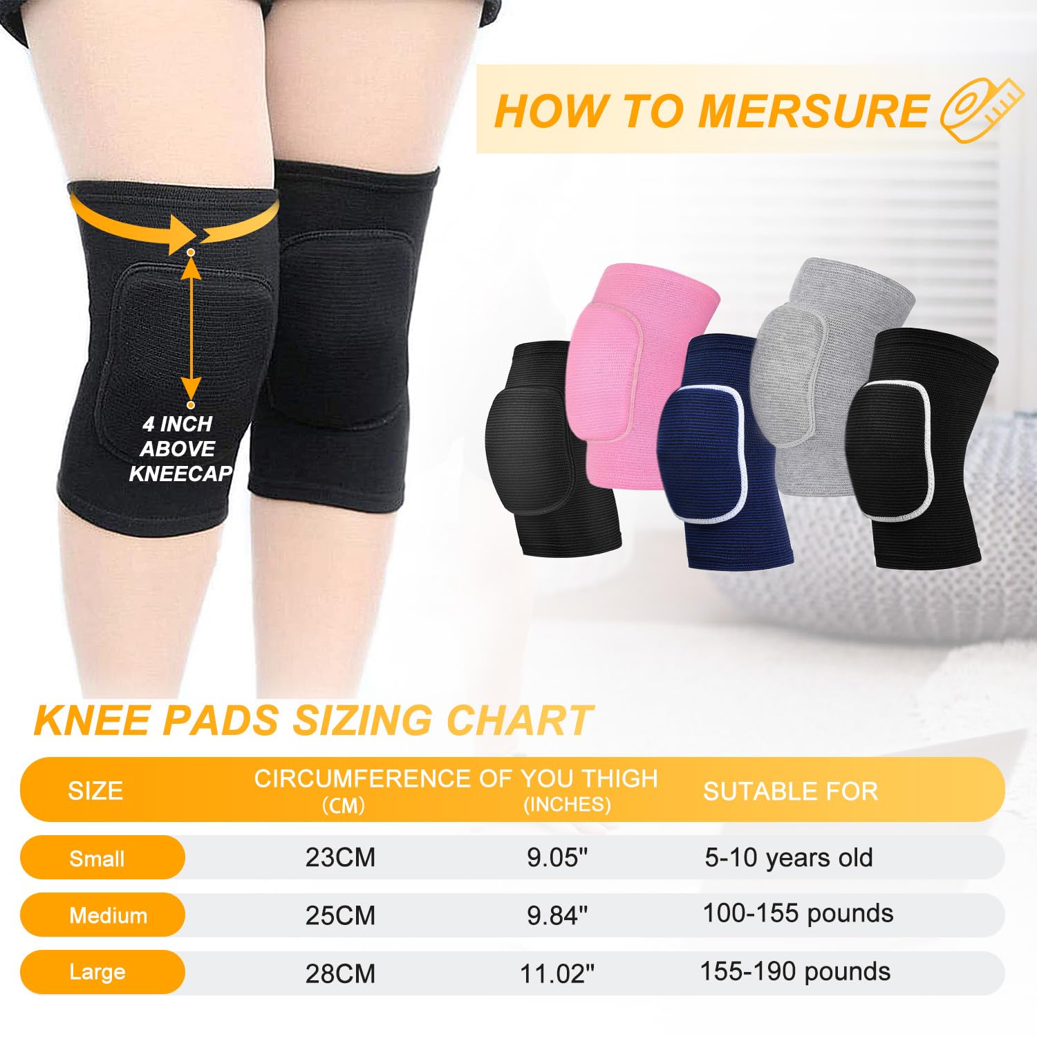 YICYC Volleyball Knee Pads for Dancers, Soft Breathable Knee Pads for Men Women Kids Knees Protective, Knee Brace for Volleyball Football Dance Yoga Tennis Running Cycling Workout Climbing 2
